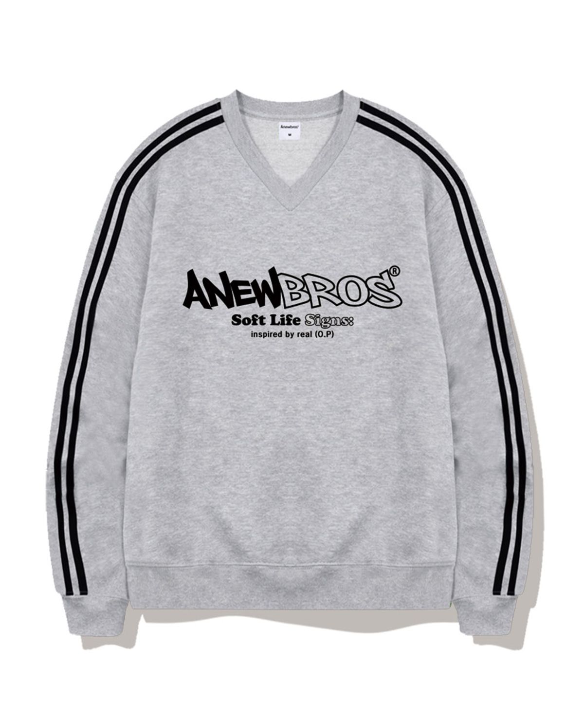 어뉴브로스(ANEWBROS) 어뉴코어로고 오버핏 트랙 브이넥 맨투맨 5 Color [ANBV_9002]