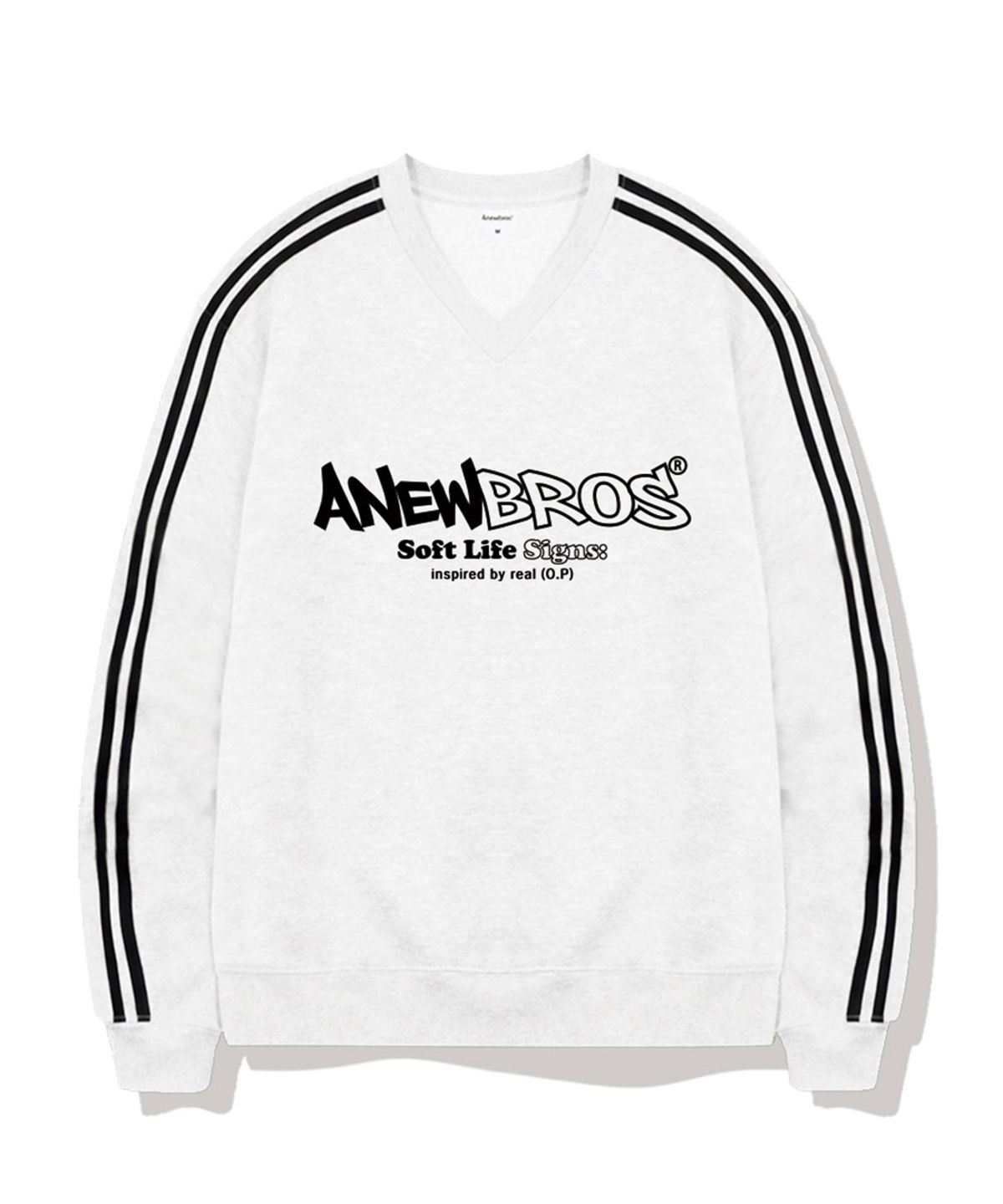어뉴브로스(ANEWBROS) 어뉴코어로고 오버핏 트랙 브이넥 맨투맨 5 Color [ANBV_9002]