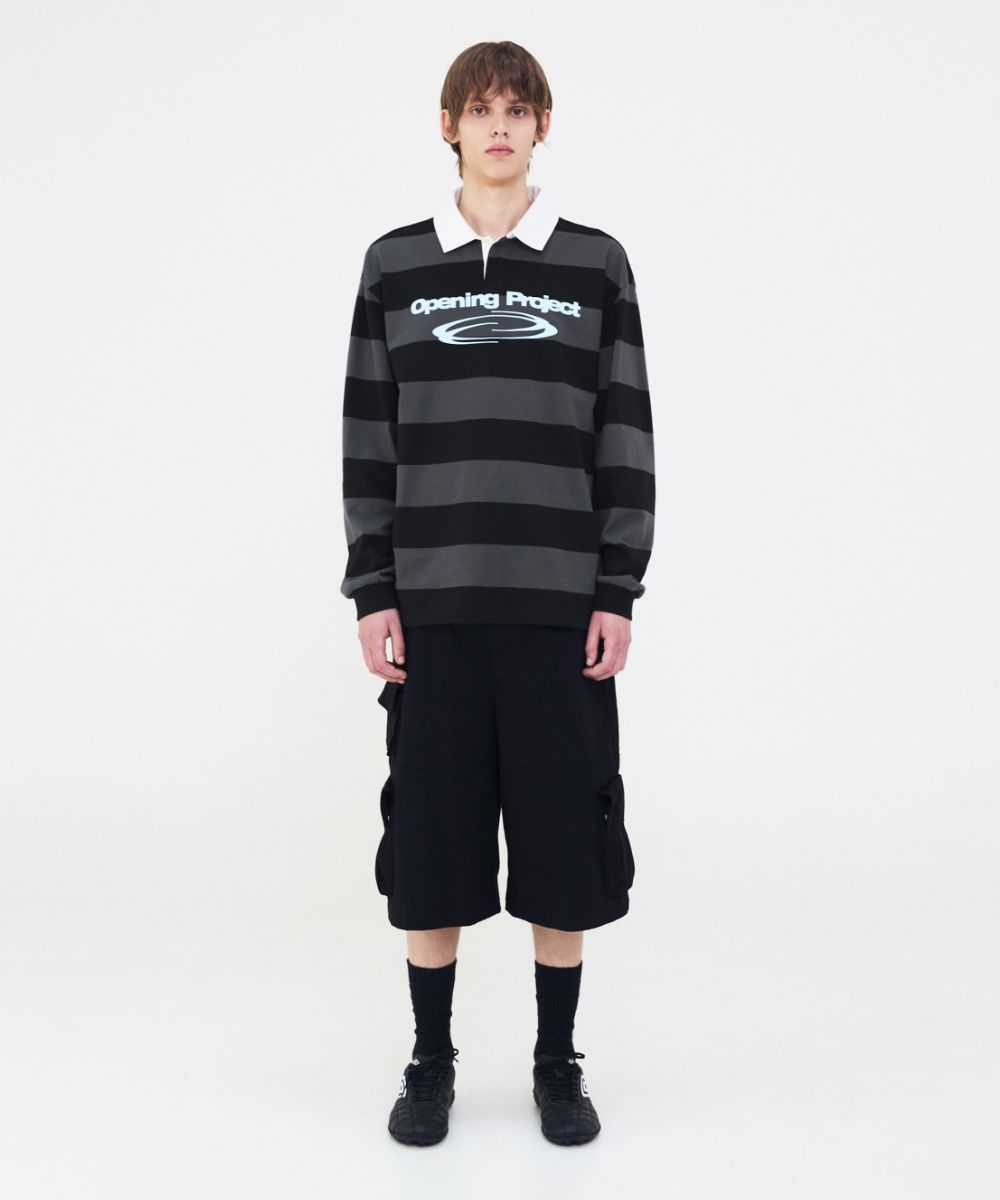 【Opening Project】 Identity Stripe Collar T Shirt  /追跡付 MUSINSA公式 | OPENING PROJECT Identity Stripe Collar T Shirt - Grey