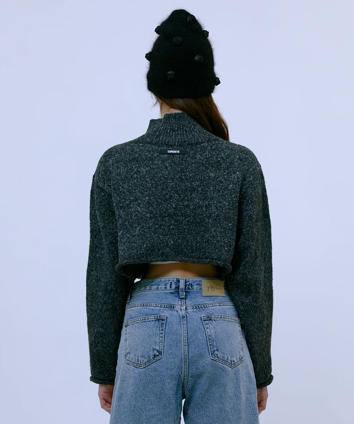 써틴먼스(13MONTH) Boucle Turtleneck Cardigan (CHARCOAL)