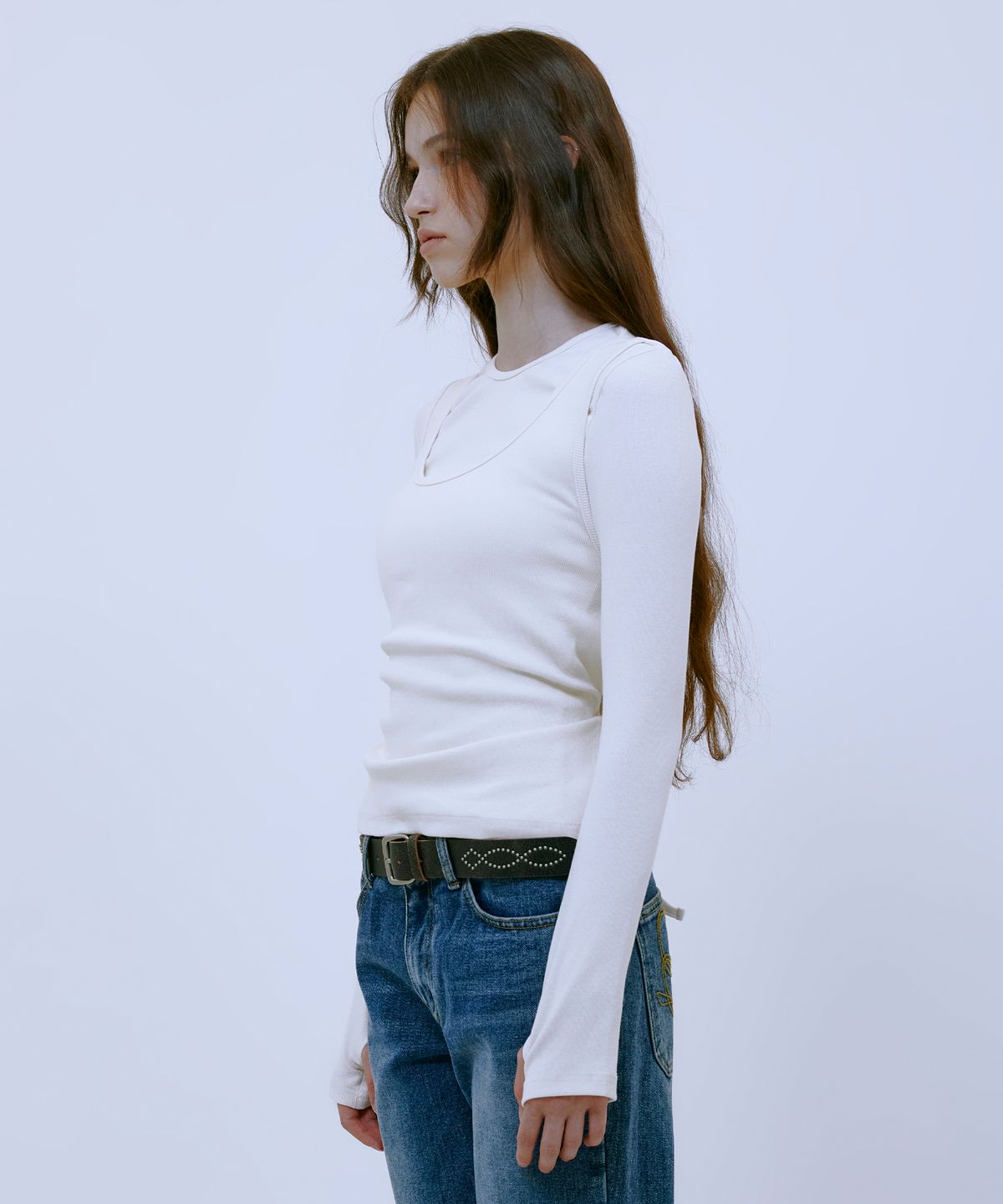 써틴먼스(13MONTH) Double Layered Strap Top (IVORY)