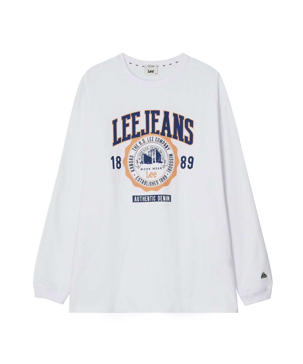 리(LEE) 리 진스 그래픽 긴팔 티셔츠 화이트