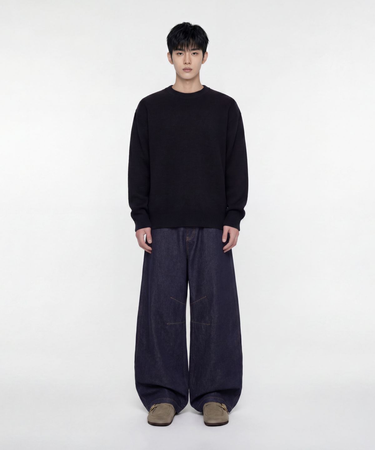 에이지오디(AGOD) 시그니처 데일리 크루넥 니트 [블랙]