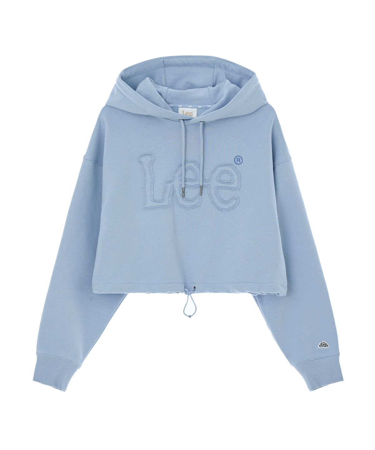 리(LEE) 우먼 크롭 빅 트위치 후드 티셔츠 스카이 블루