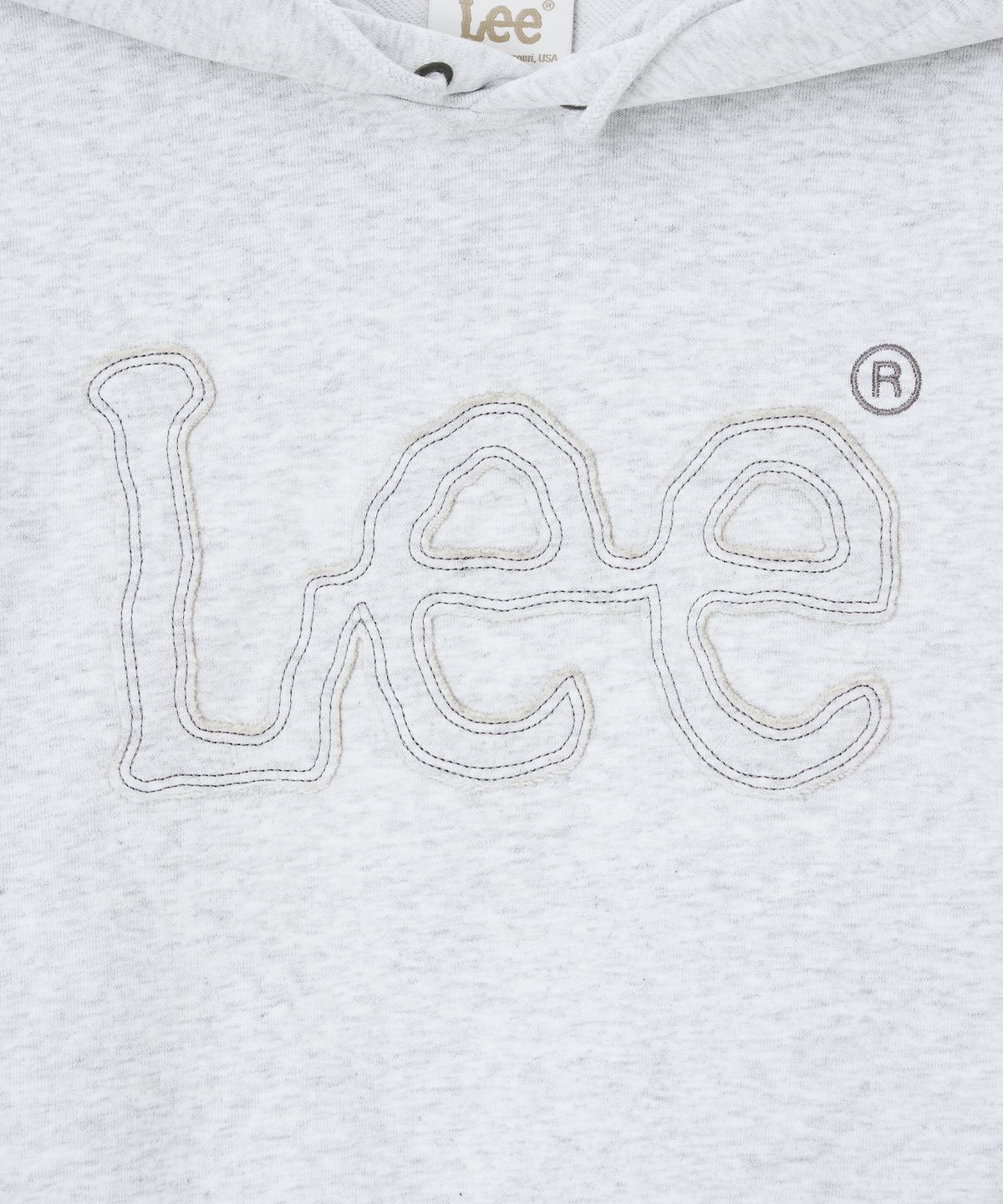 리(LEE) 우먼 크롭 빅 트위치 후드 티셔츠 라이트 그레이