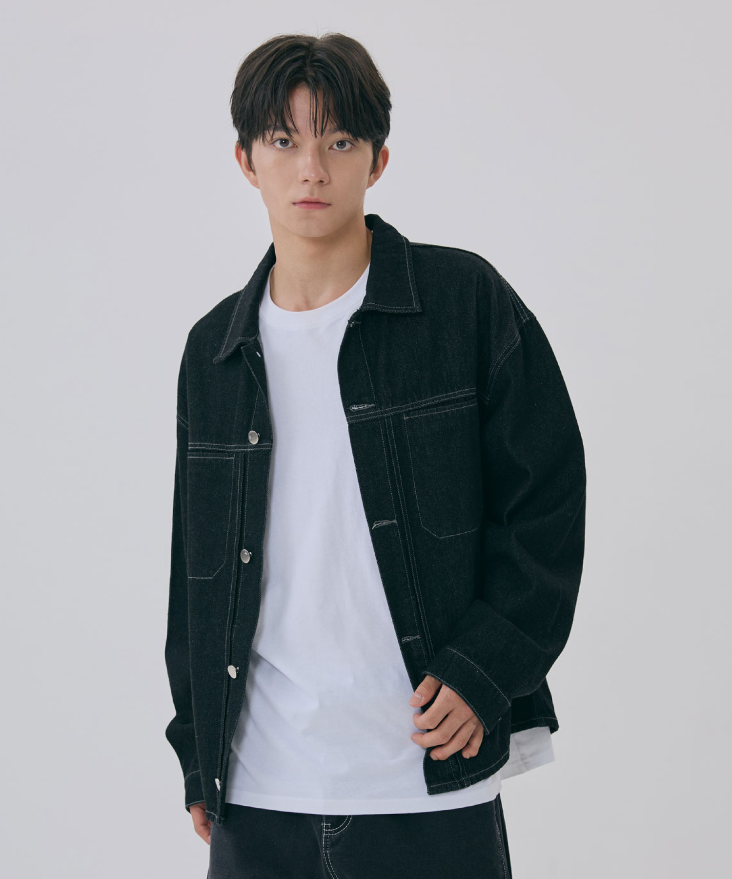 ジャケット・アウター no mass prod Cropped denim flight jacket no mass prod Cropped denim flight jacket