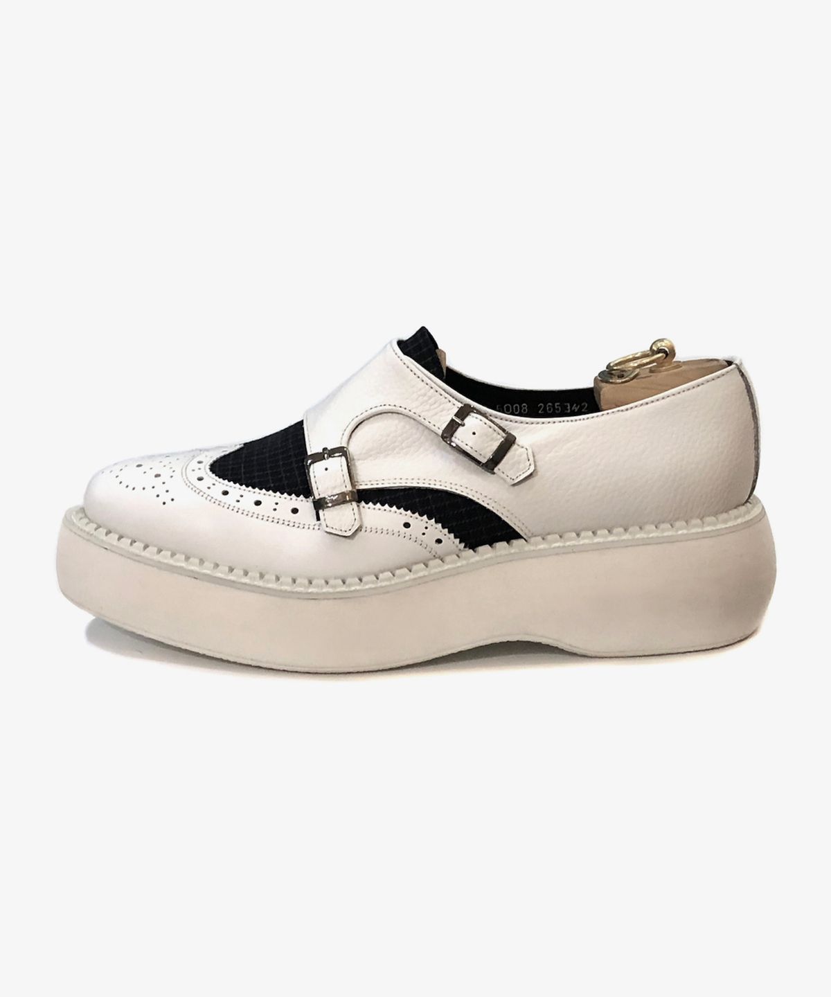조앤슈(JOENSHOE) 메스니 모던체크 오버솔 몽크스트랩 네이비
