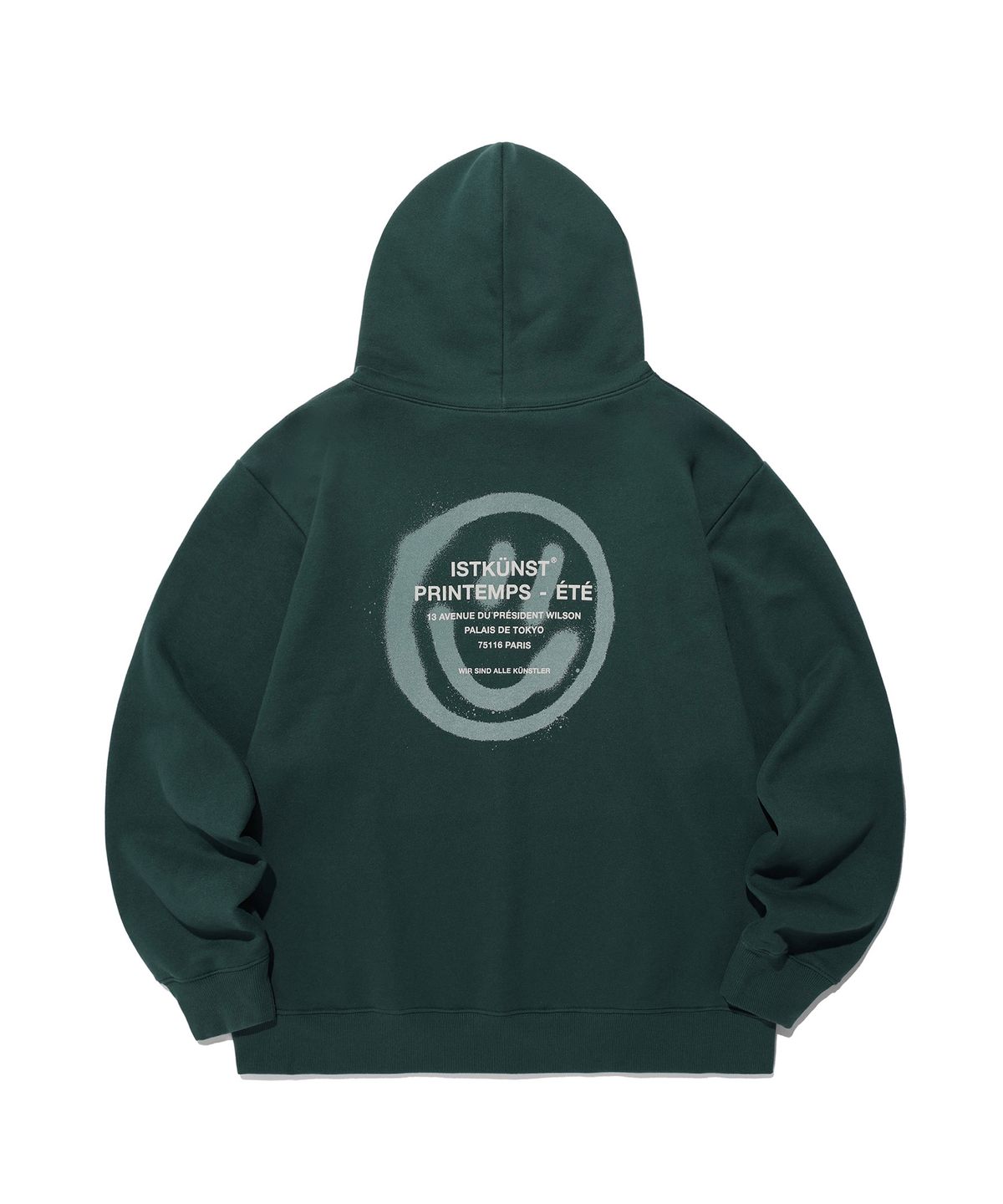이스트쿤스트(ISTKUNST) LOGO&SMILEY HOOD ZIP UP_DEEP GREEN(IK2EFMM480A)