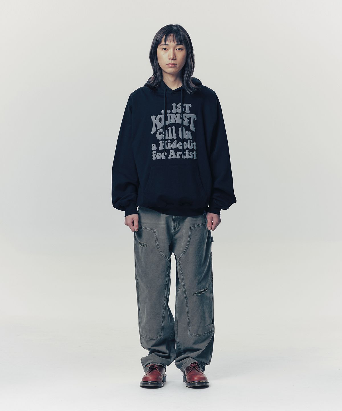 이스트쿤스트(ISTKUNST) HIDEOUT HOODIE_BLACK(IK2ESMM403A)