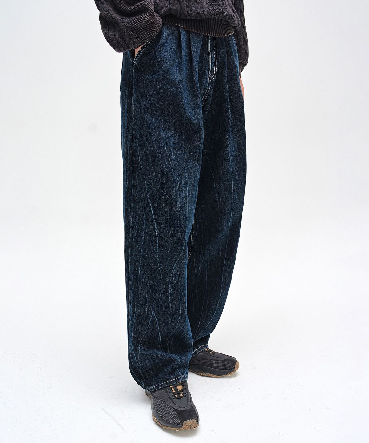 데케트(DECET) Dawn 2Pleats Wide Jeans DCPT007CRDBlue