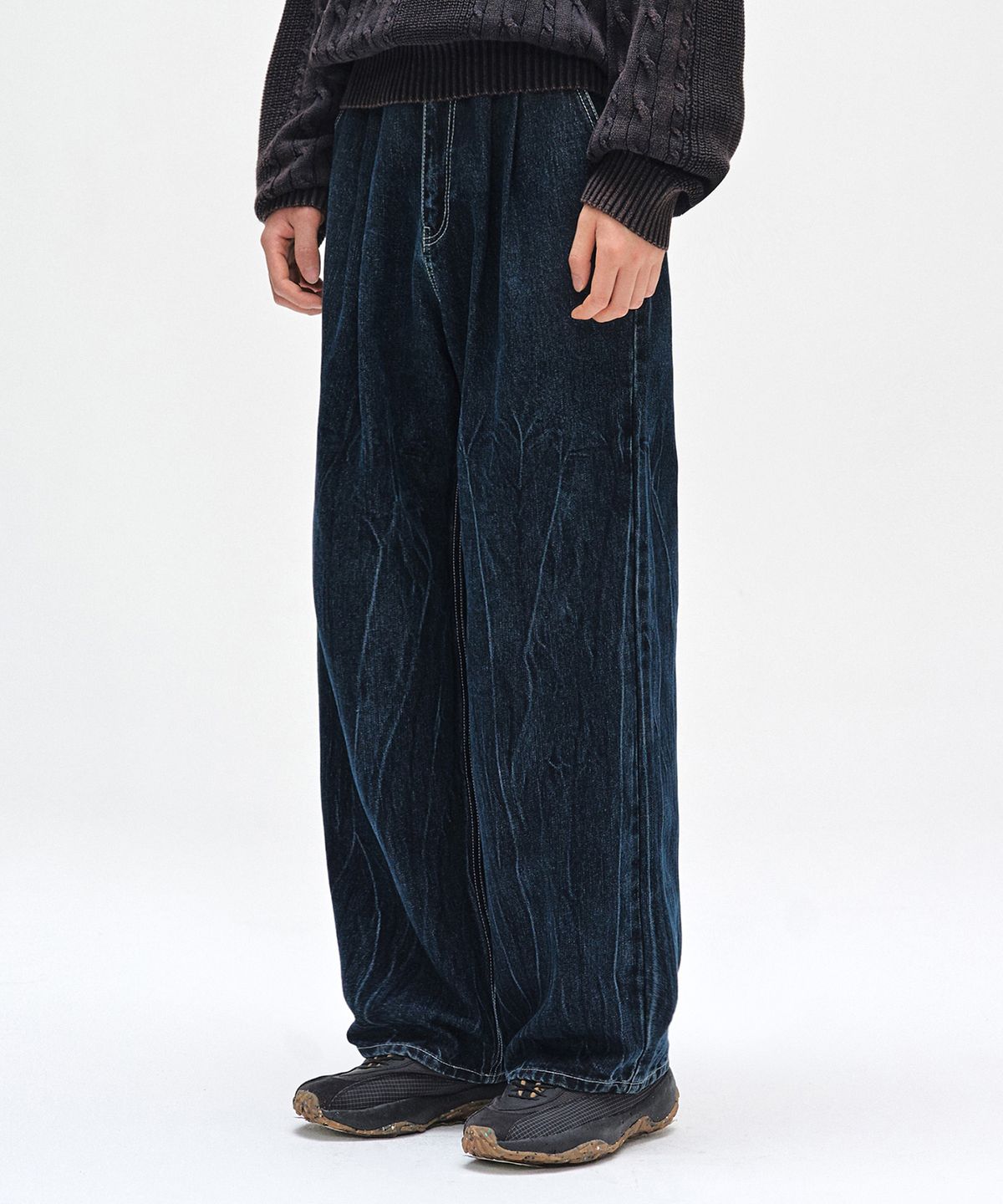데케트(DECET) Dawn 2Pleats Wide Jeans DCPT007CRDBlue