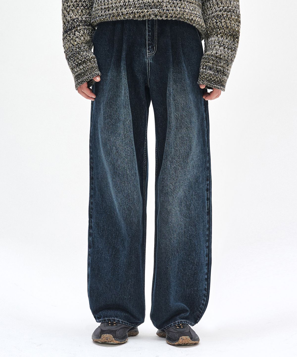 데케트(DECET) Dawn 2Pleats Wide Jeans DCPT007DBlueA