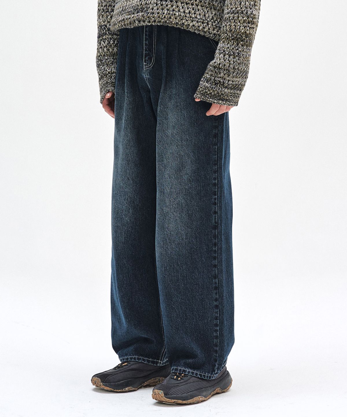 데케트(DECET) Dawn 2Pleats Wide Jeans DCPT007DBlueA