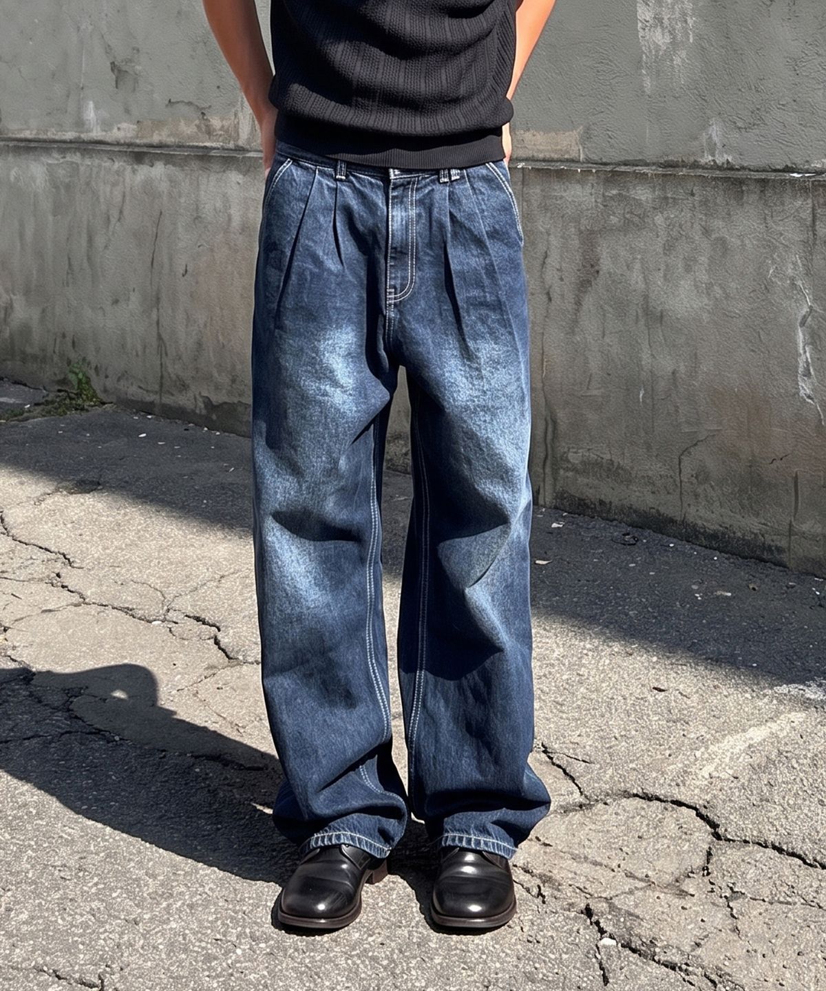 데케트(DECET) Dawn 2Pleats Wide Jeans DCPT007DBlueA
