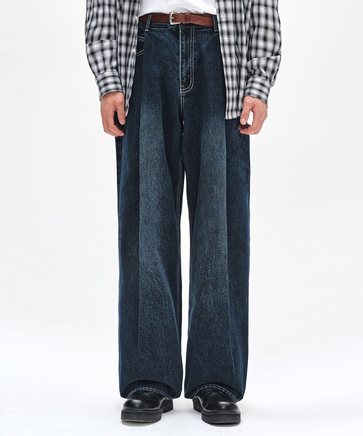 데케트(DECET) Deep Pleats Wide Jeans DCPT030DBlueA