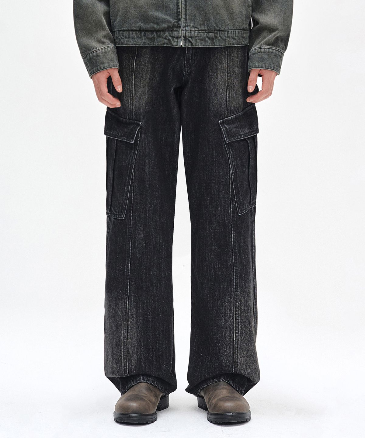 데케트(DECET) Cargo Carpenter Wide Jeans DCPT042BlackA