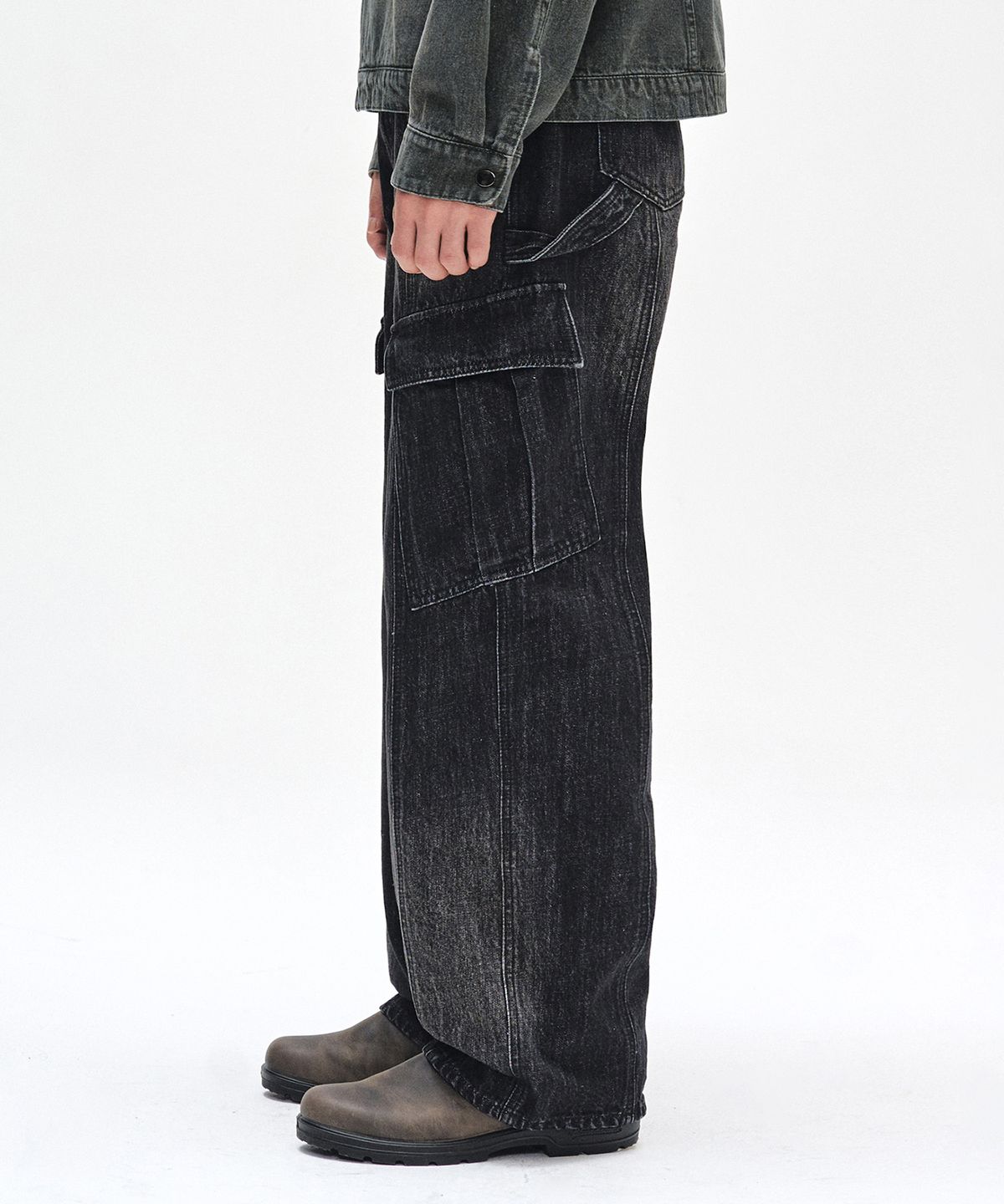 데케트(DECET) Cargo Carpenter Wide Jeans DCPT042BlackA