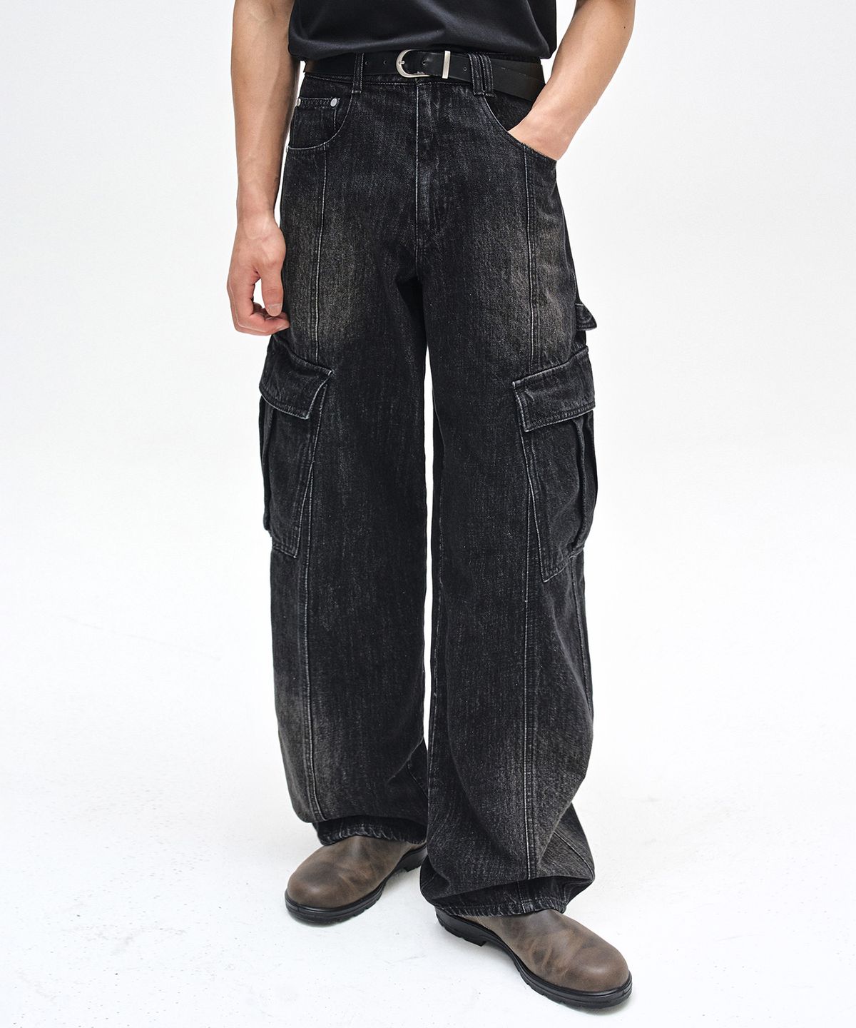데케트(DECET) Cargo Carpenter Wide Jeans DCPT042BlackA