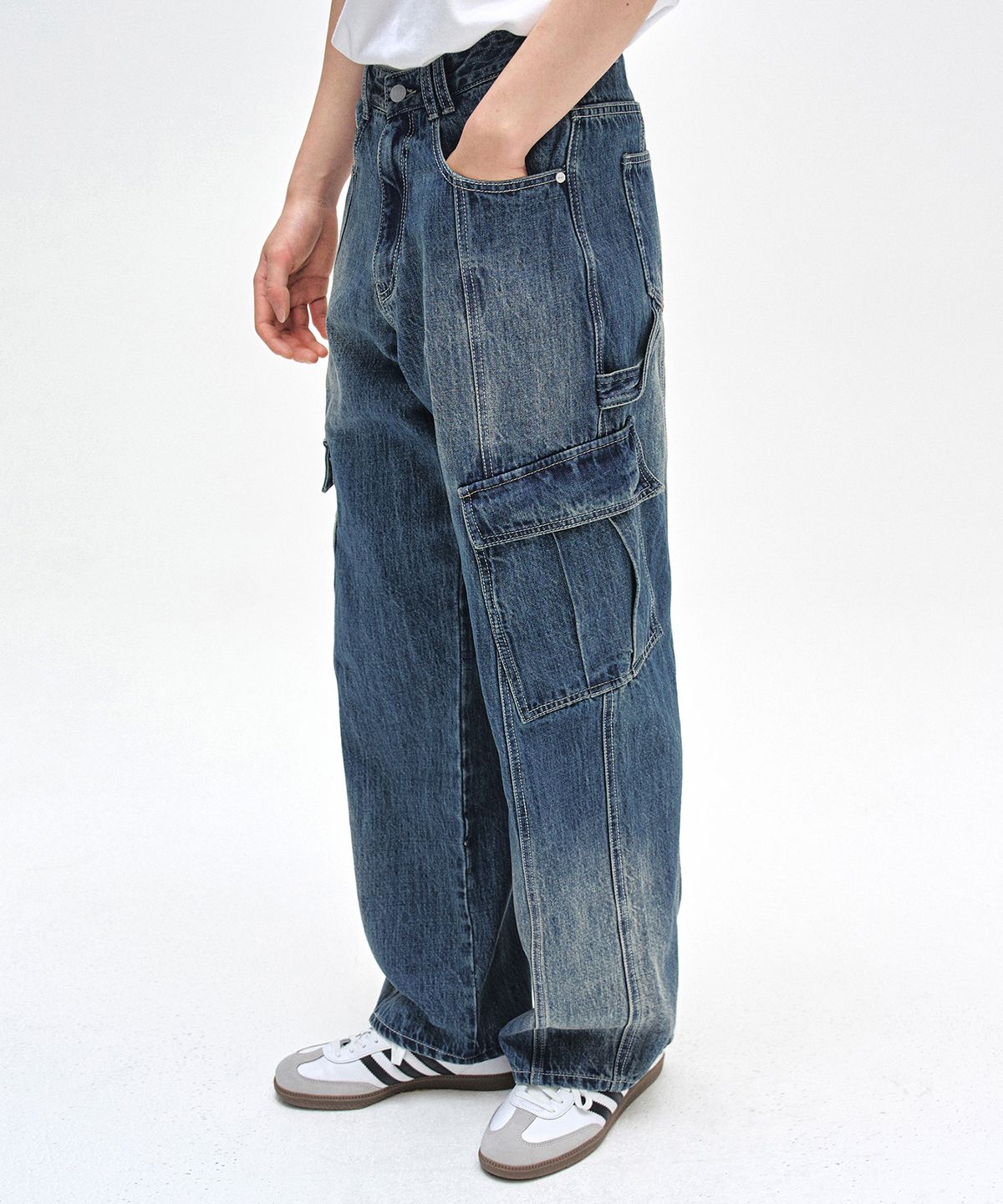 데케트(DECET) Cargo Carpenter Wide Jeans DCPT042BlueA