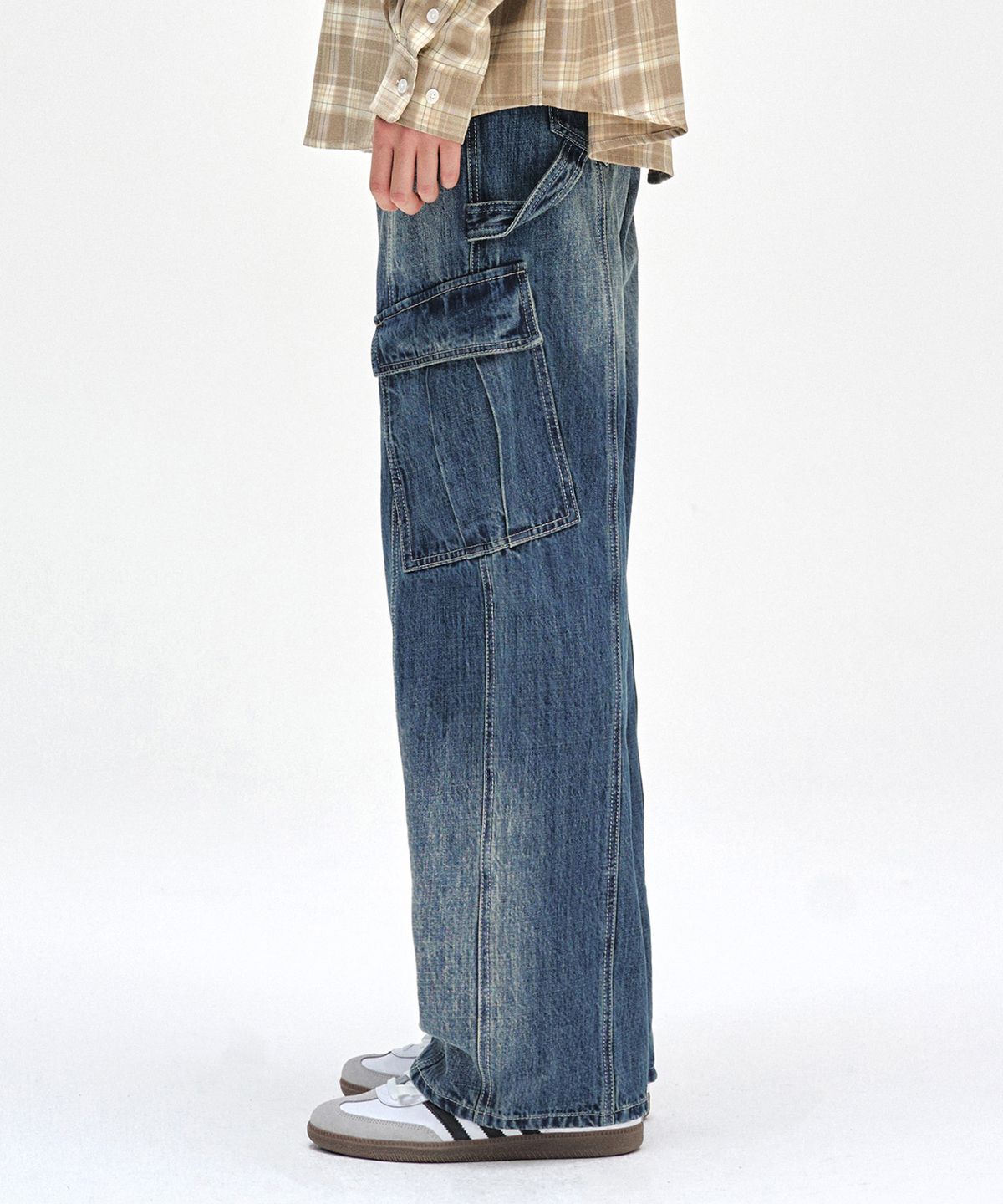 데케트(DECET) Cargo Carpenter Wide Jeans DCPT042BlueA