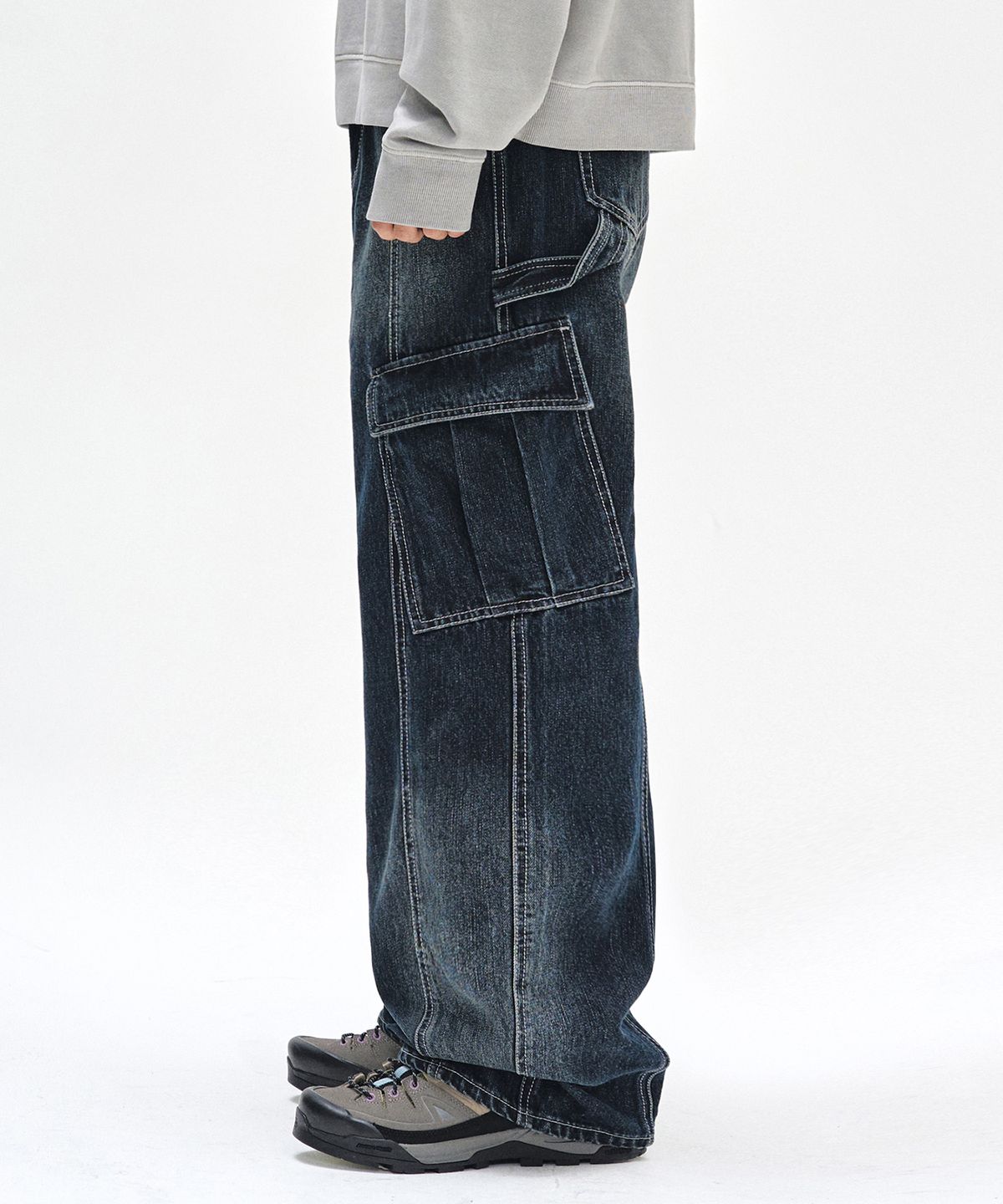 데케트(DECET) Cargo Carpenter Wide Jeans DCPT042DBlueA