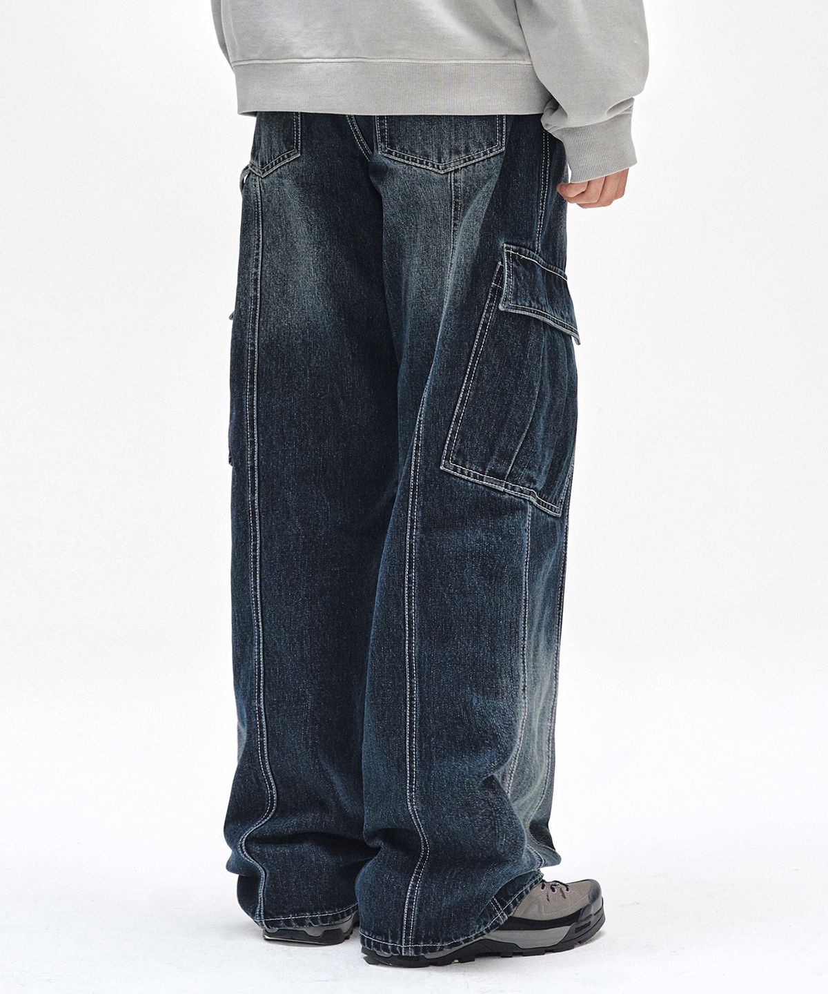 데케트(DECET) Cargo Carpenter Wide Jeans DCPT042DBlueA