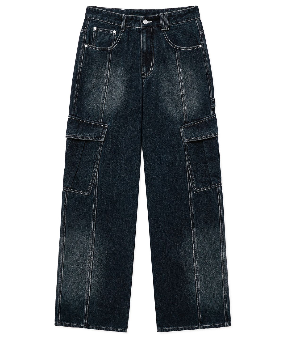 데케트(DECET) Cargo Carpenter Wide Jeans DCPT042DBlueA
