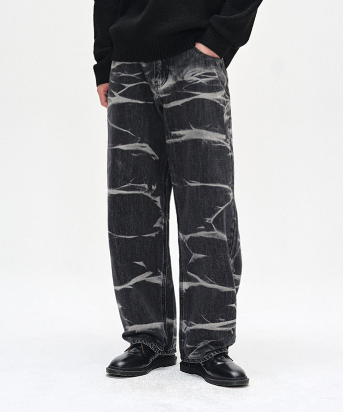 데케트(DECET) Vine Bleach Wide Jeans DCPT045Black