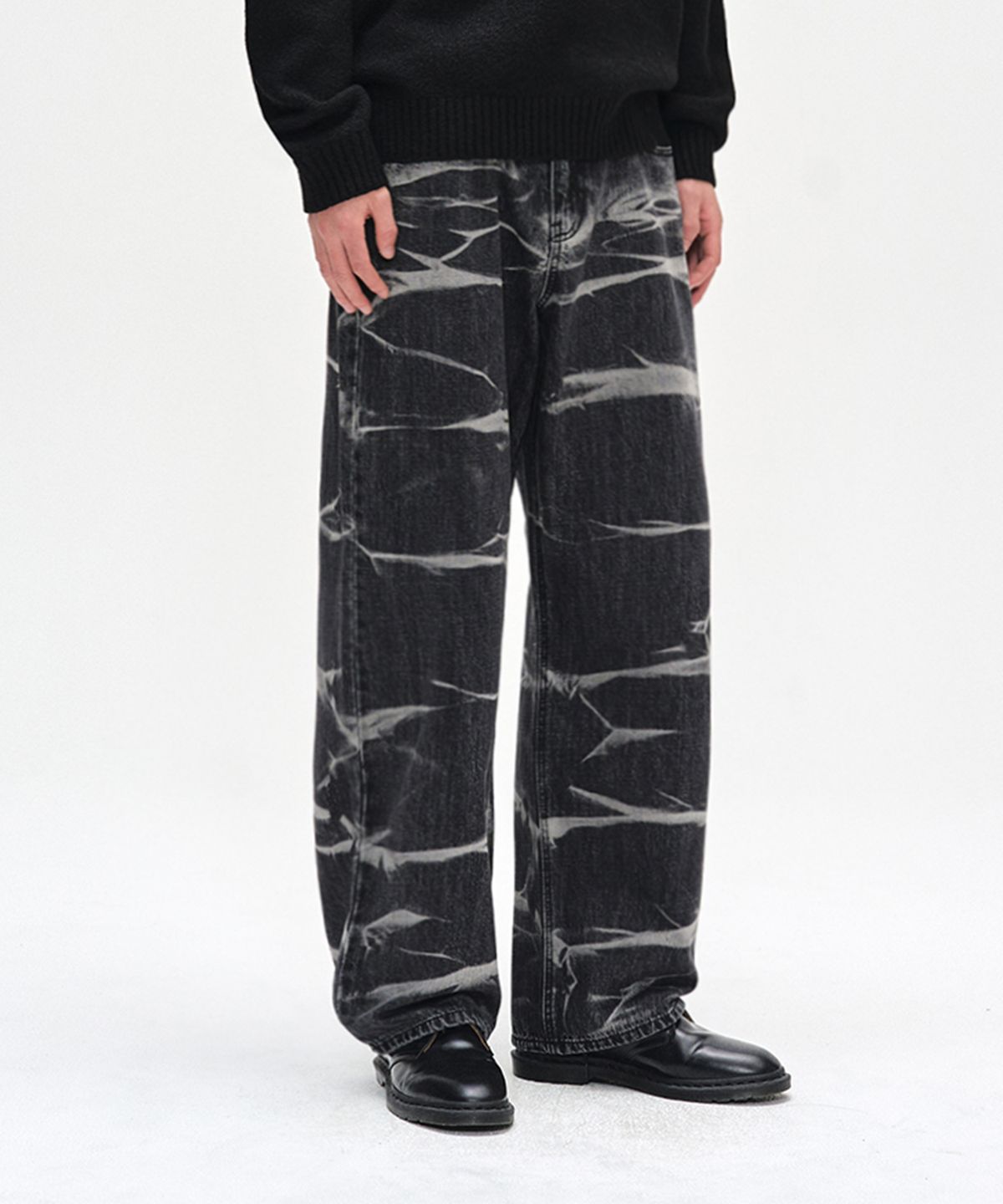 데케트(DECET) Vine Bleach Wide Jeans DCPT045Black