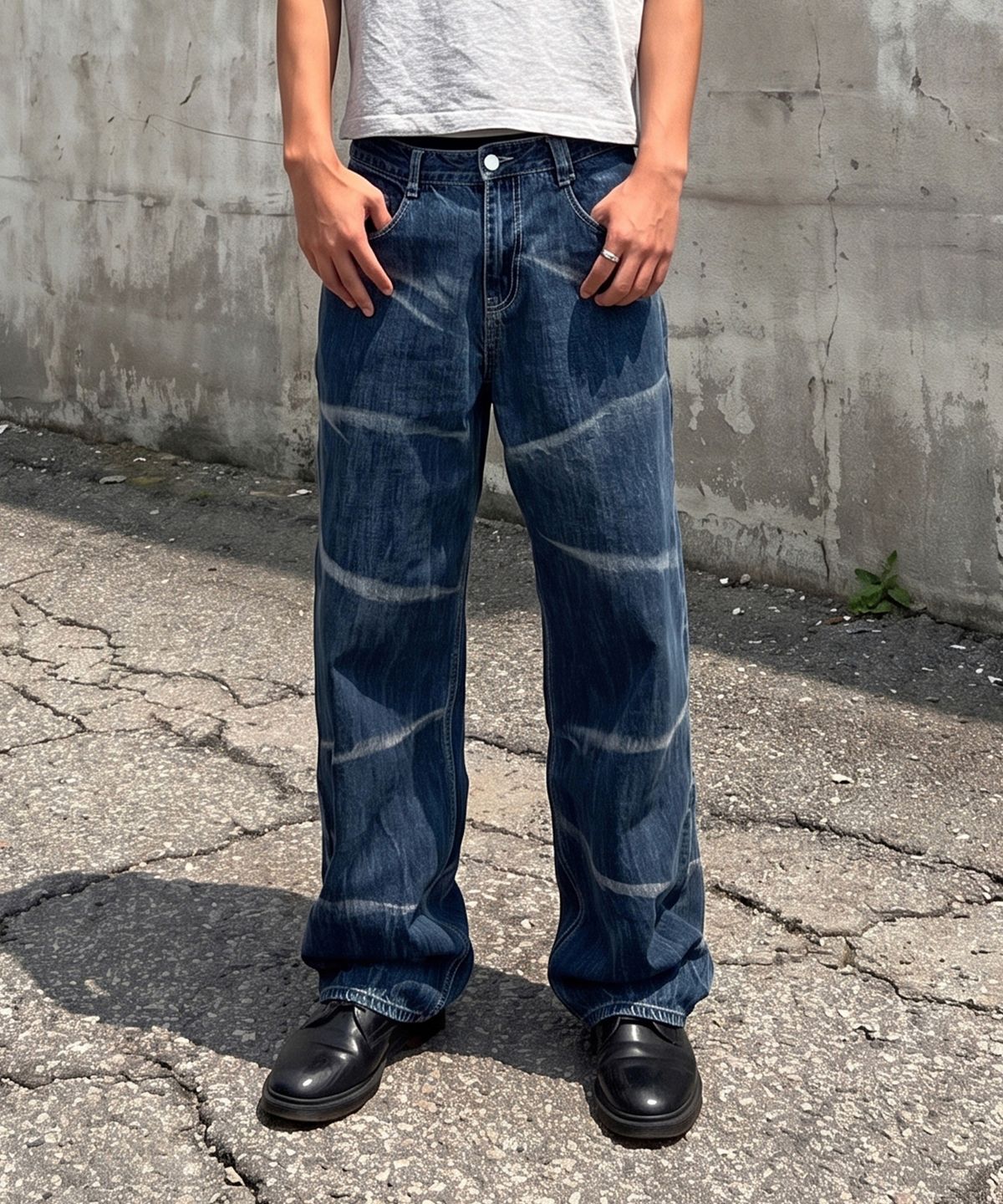 데케트(DECET) Vine Bleach Wide Jeans DCPT045DBlue