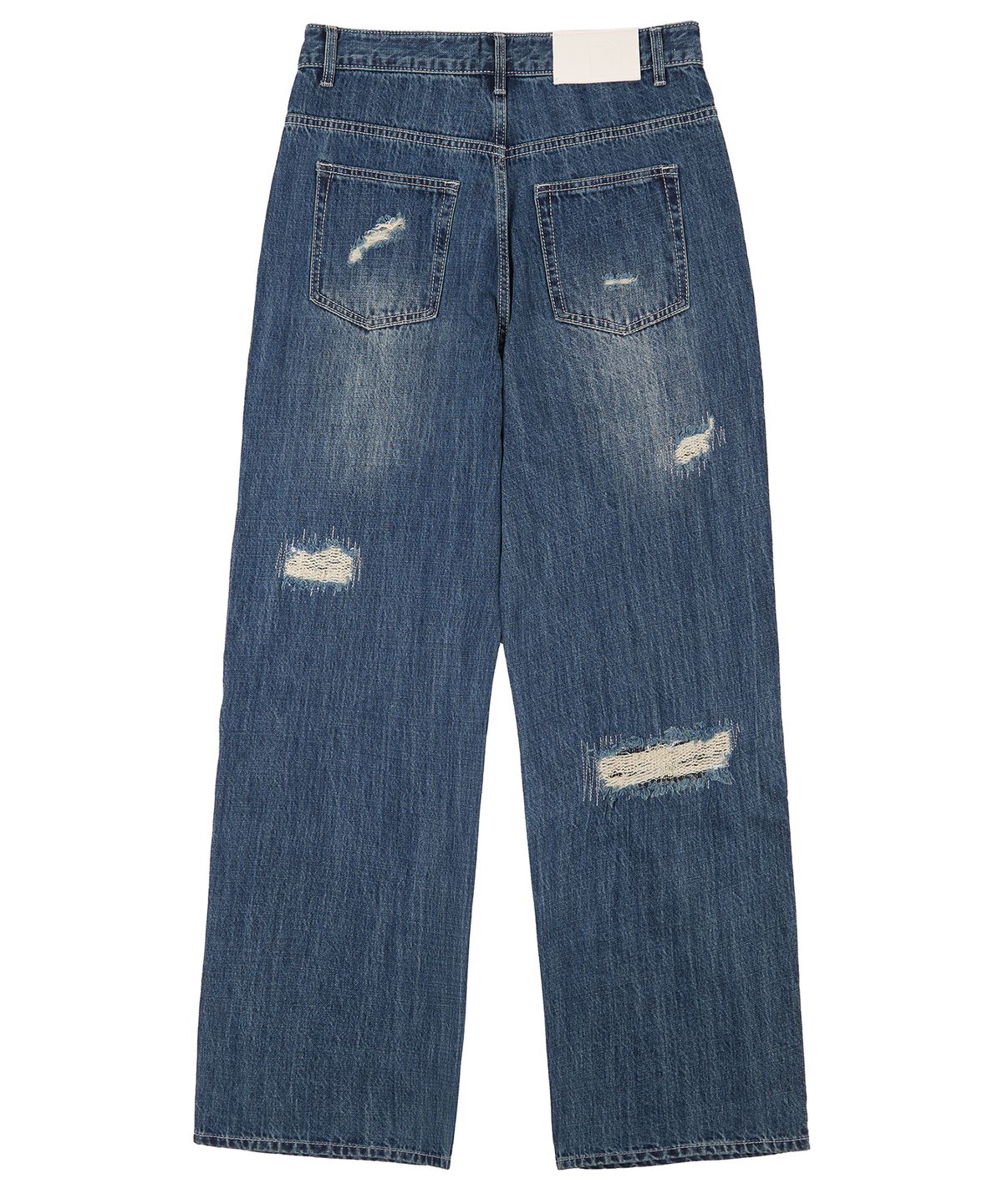 데케트(DECET) Patched Damage Wide Jeans DCPT047BlueB