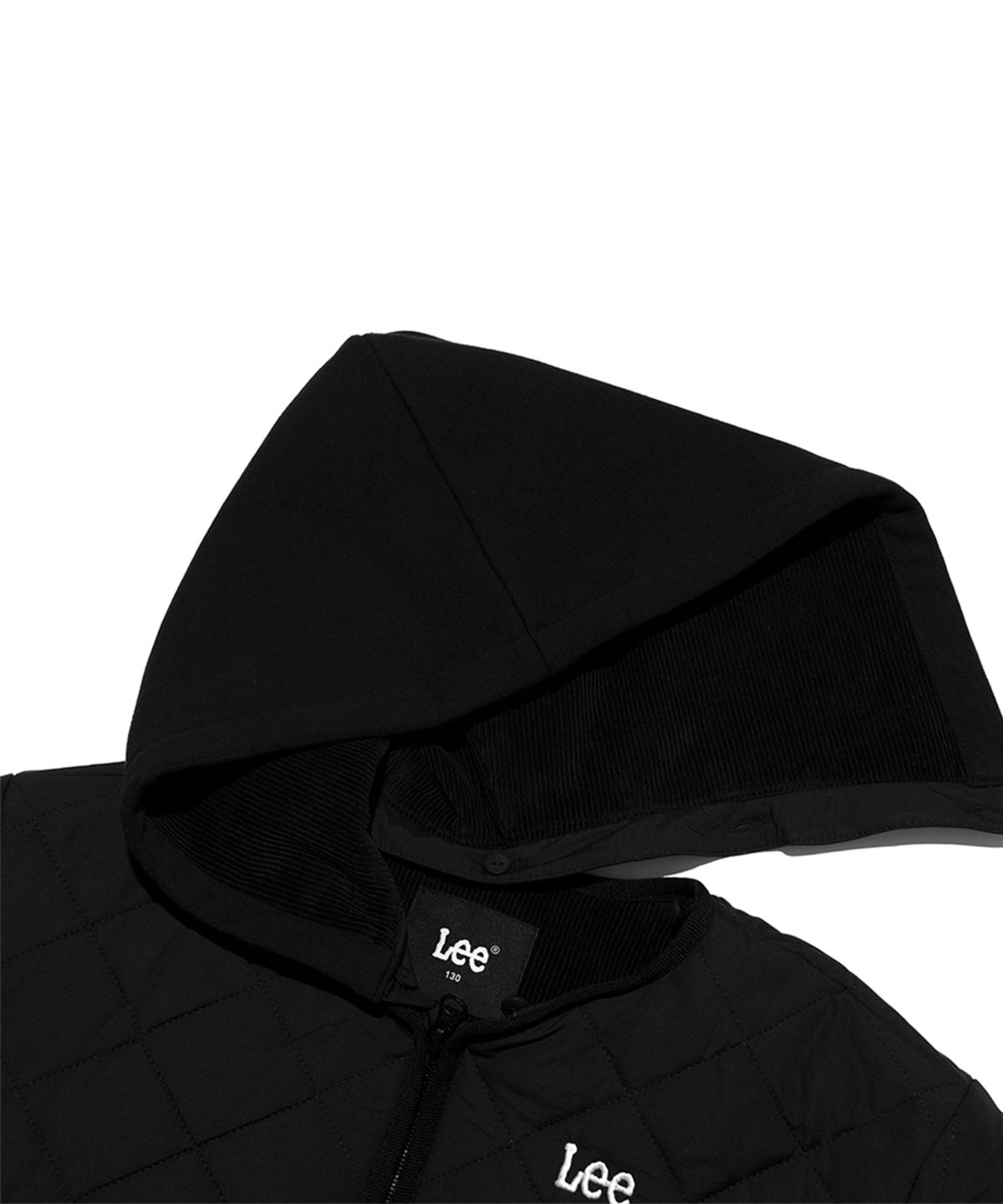 리 키즈(LEE KIDS) 레귤러핏 다이아퀼팅 후드 패딩 점퍼 블랙 LK2403JU07BK