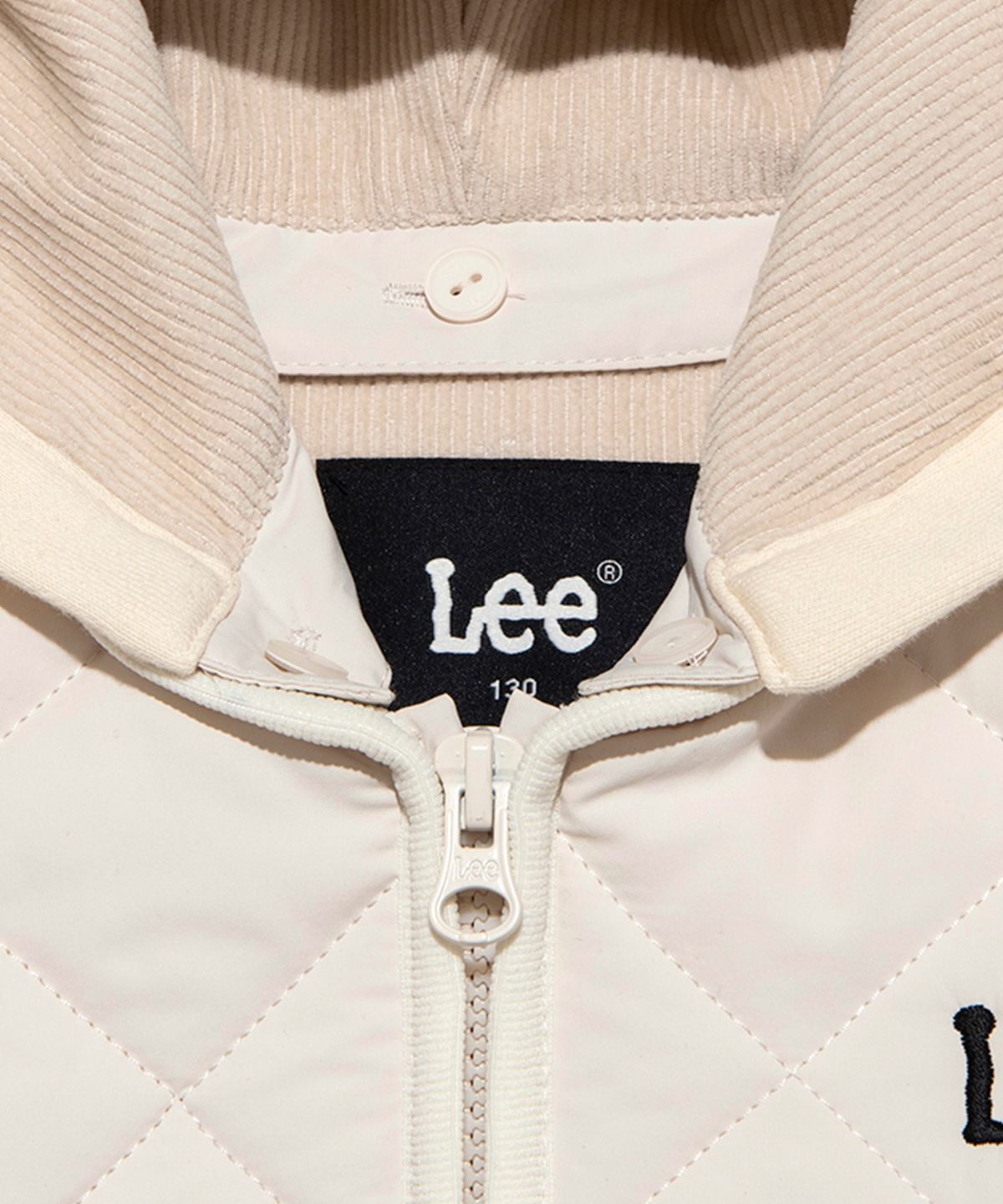 리 키즈(LEE KIDS) 레귤러핏 다이아퀼팅 후드 패딩 점퍼 아이보리 LK2403JU07IV