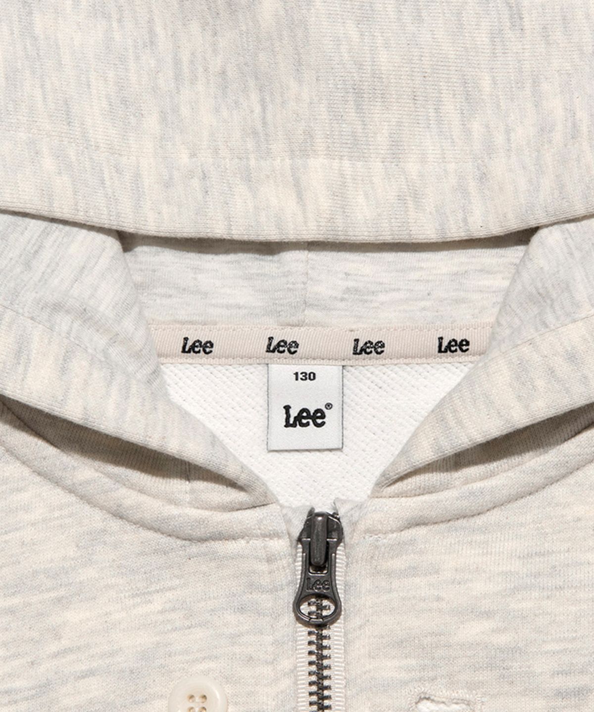 리 키즈(LEE KIDS) 트위치 로고 레귤러핏 후드 집업 오트밀 LK2403HZ01OT
