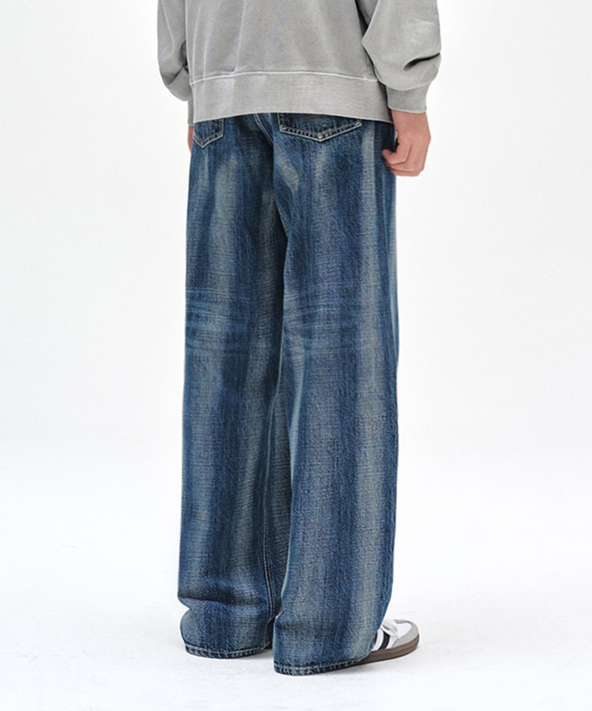 데케트(DECET) Stripe Bleach Wide Jeans DCPT049BlueB