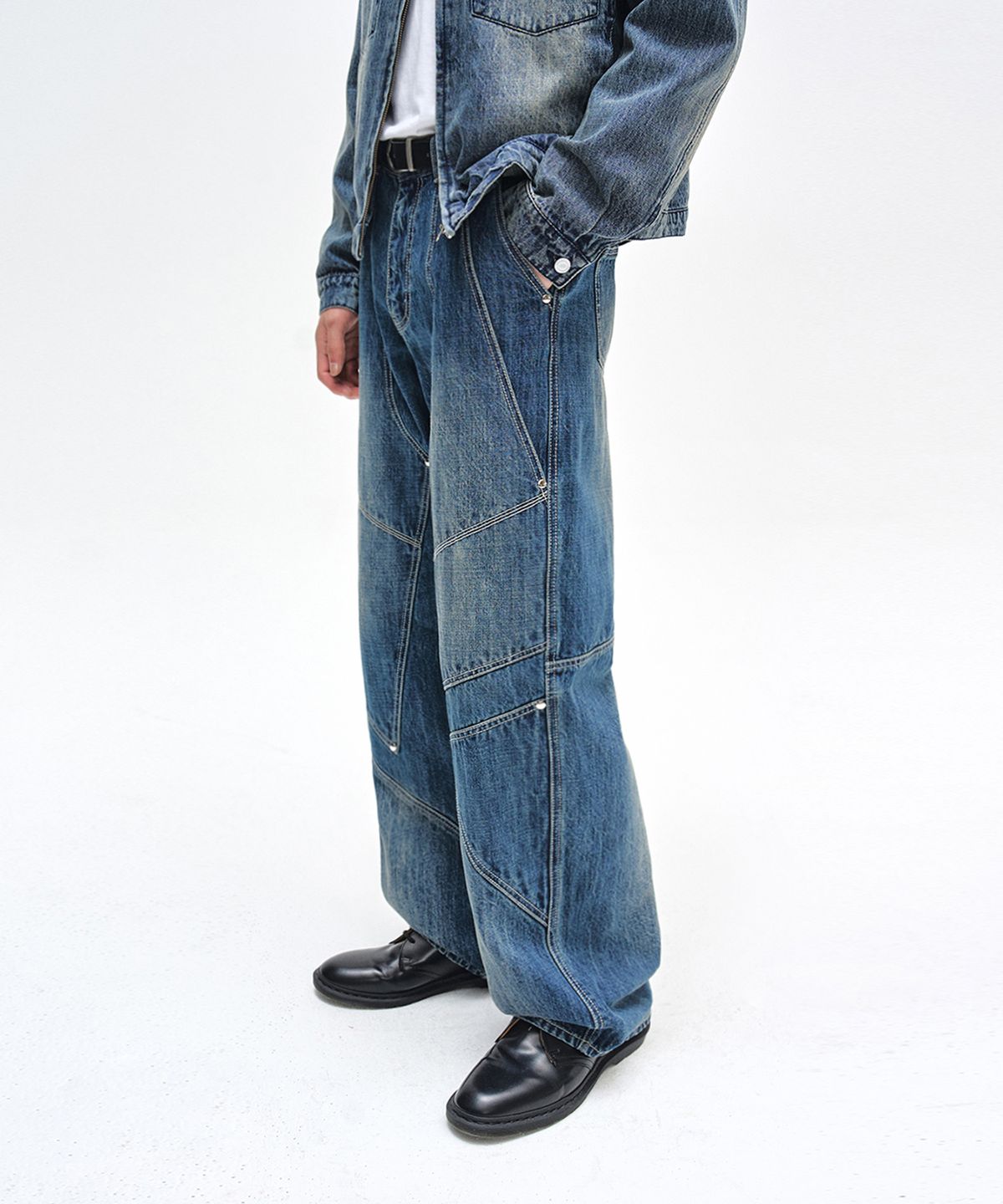 데케트(DECET) Pached Rivet Wide Jeans DCPT050BlueA