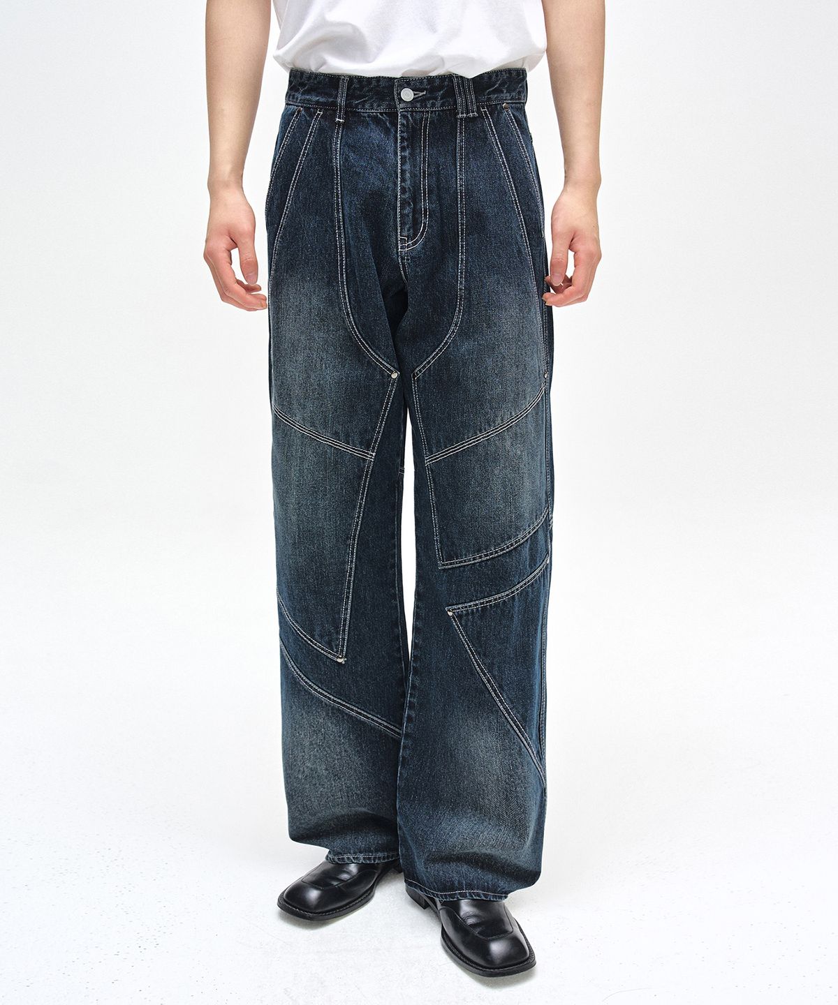 데케트(DECET) Pached Rivet Wide Jeans DCPT050DBlueA