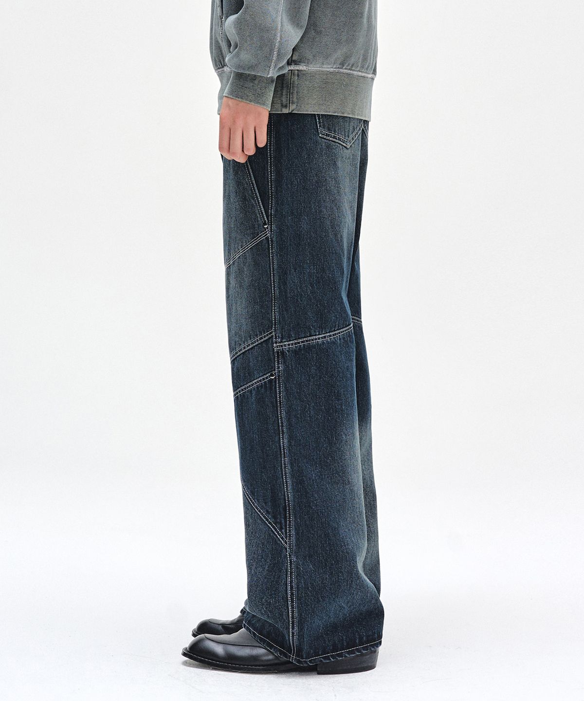 데케트(DECET) Pached Rivet Wide Jeans DCPT050DBlueA