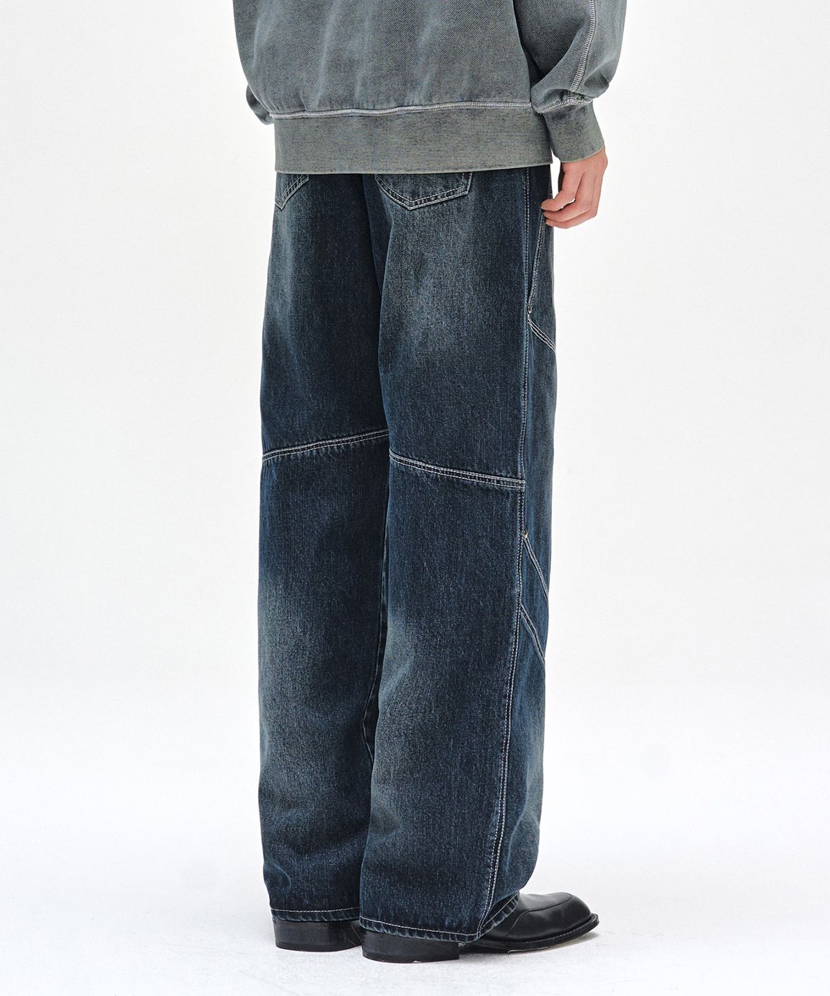 데케트(DECET) Pached Rivet Wide Jeans DCPT050DBlueA