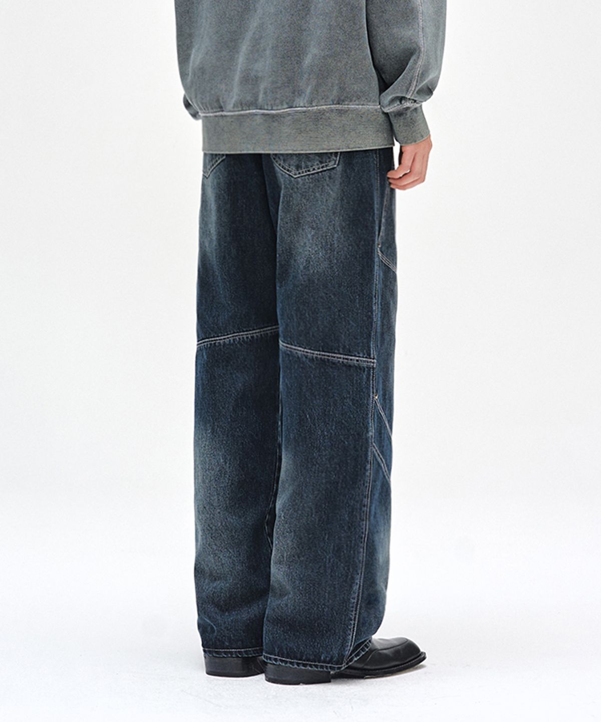 데케트(DECET) Pached Rivet Wide Jeans DCPT050DBlueA