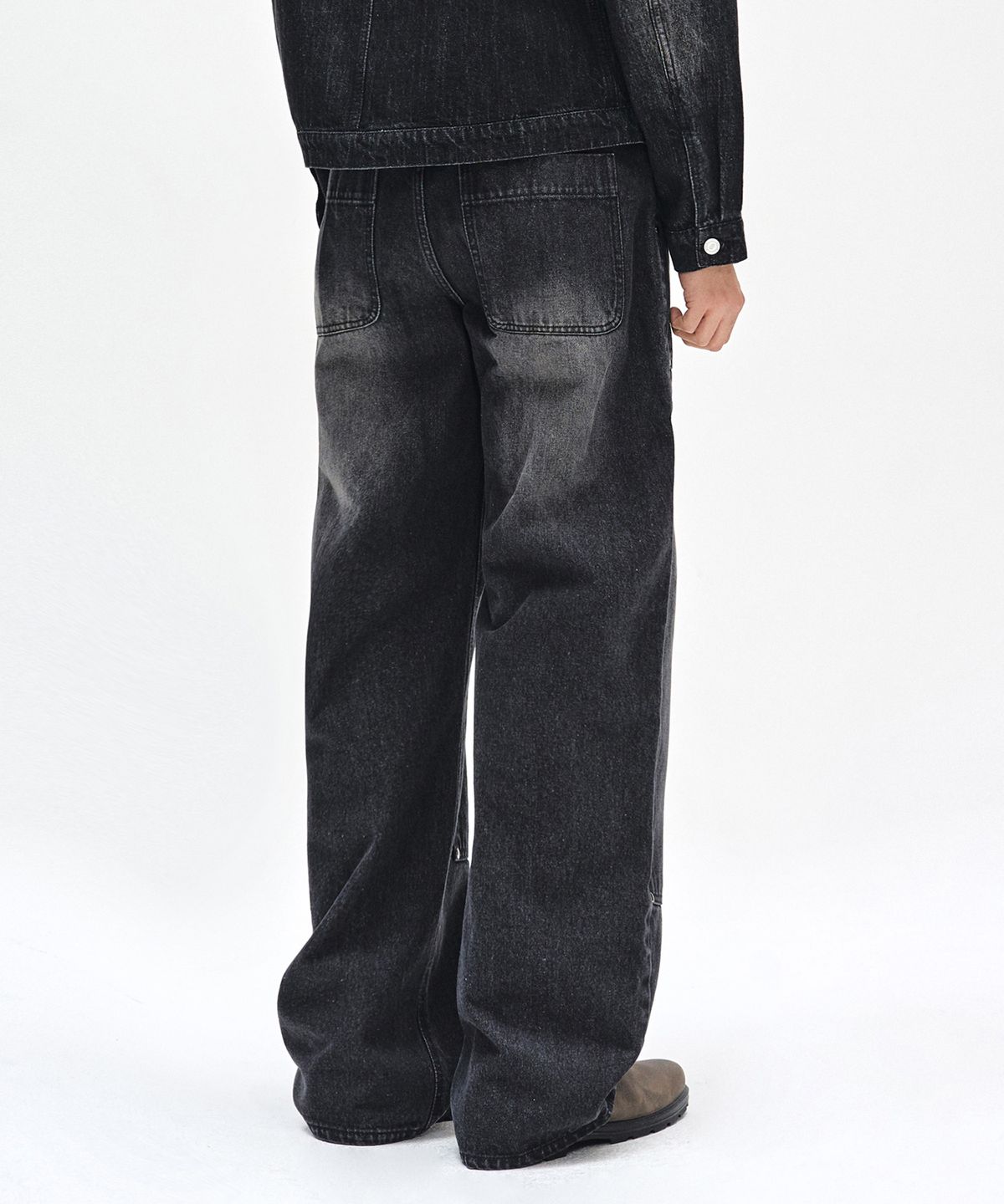 데케트(DECET) Double Knee Fatigue Wide Jeans DCPT052BlackA