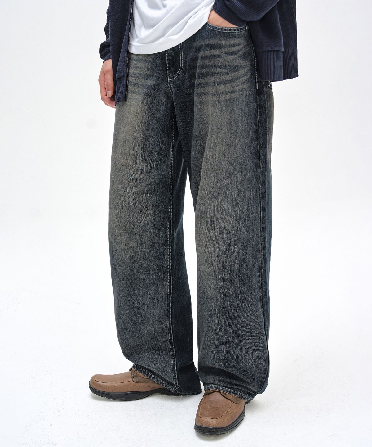 데케트(DECET) Half Bleach Wide Jeans DCPT053DBlueB - 사이즈 & 후기 | 무신사