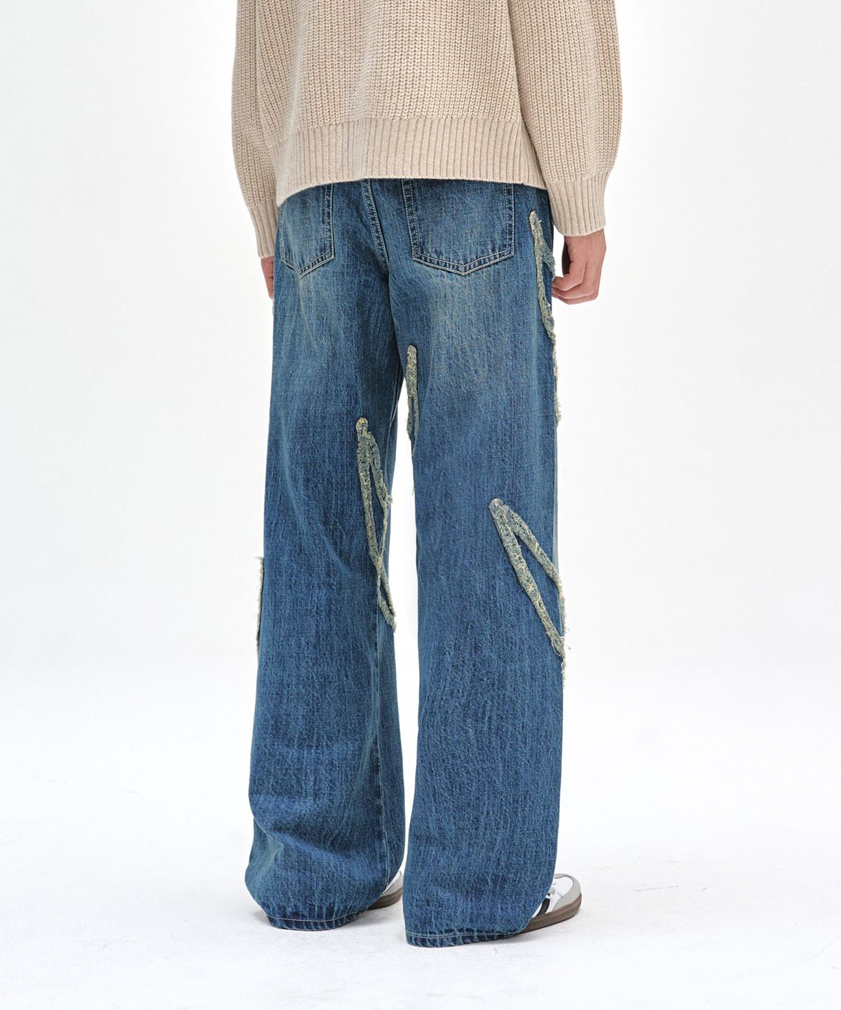 데케트(DECET) Fringe Applique Wide Jeans DCPT054BlueA