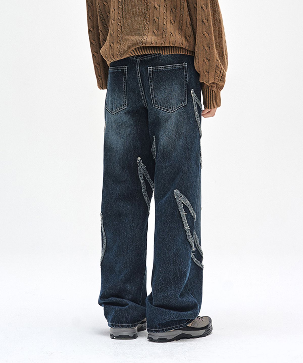 데케트(DECET) Fringe Applique Wide Jeans DCPT054DBlueA