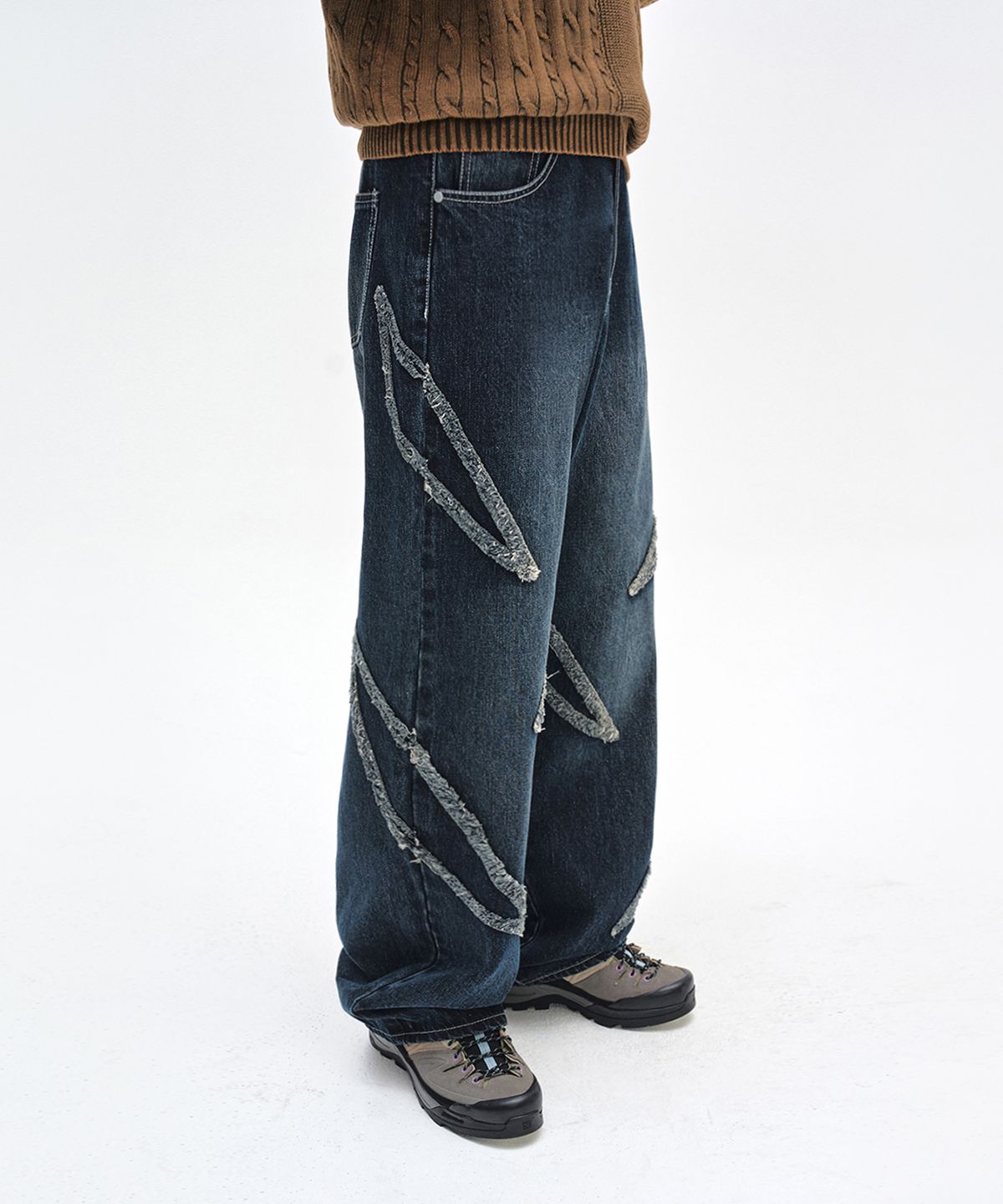 데케트(DECET) Fringe Applique Wide Jeans DCPT054DBlueA