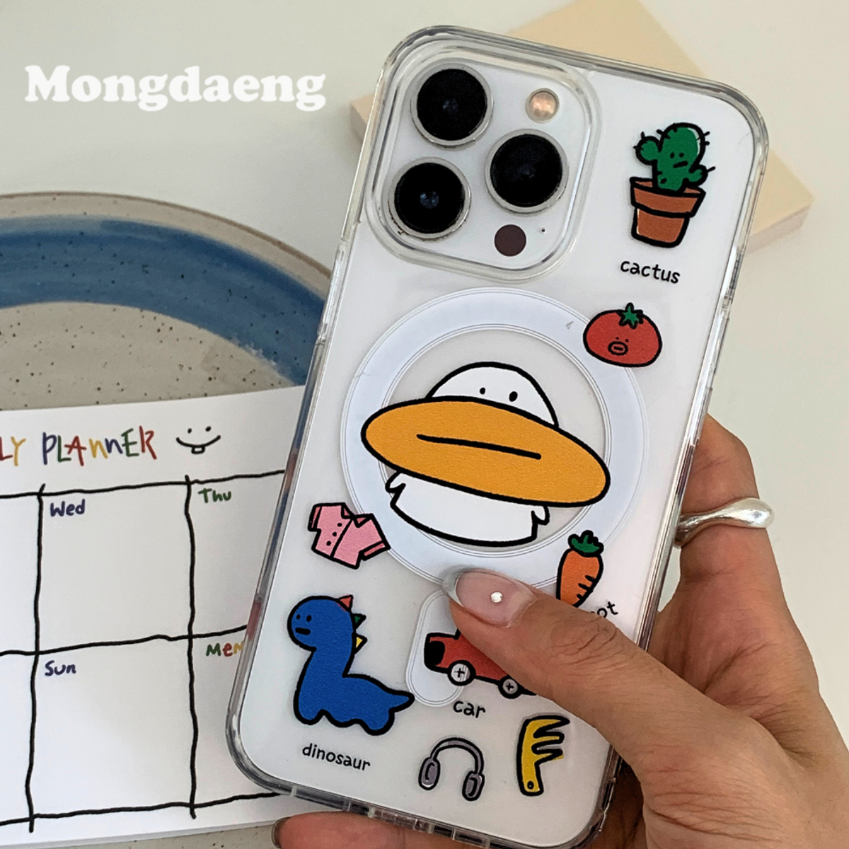 몽댕(MONGDAENG) 키치드로잉 하찮은 김빠덕 맥세이프 아이폰케이스