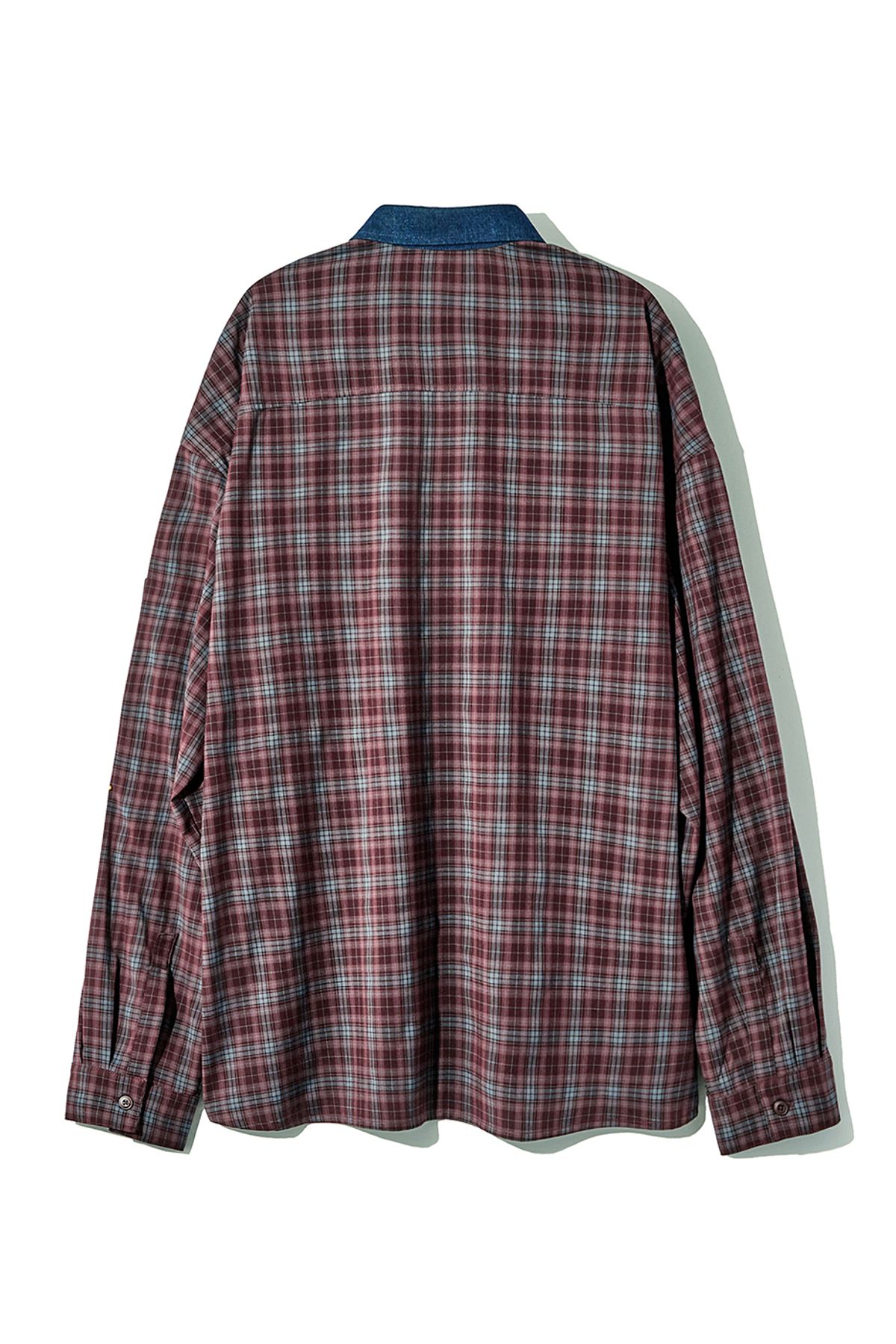 더 아이덴티티 프로젝트(THE IDENTITY PROJECT) Mixed overfit checkered shirt [wine]