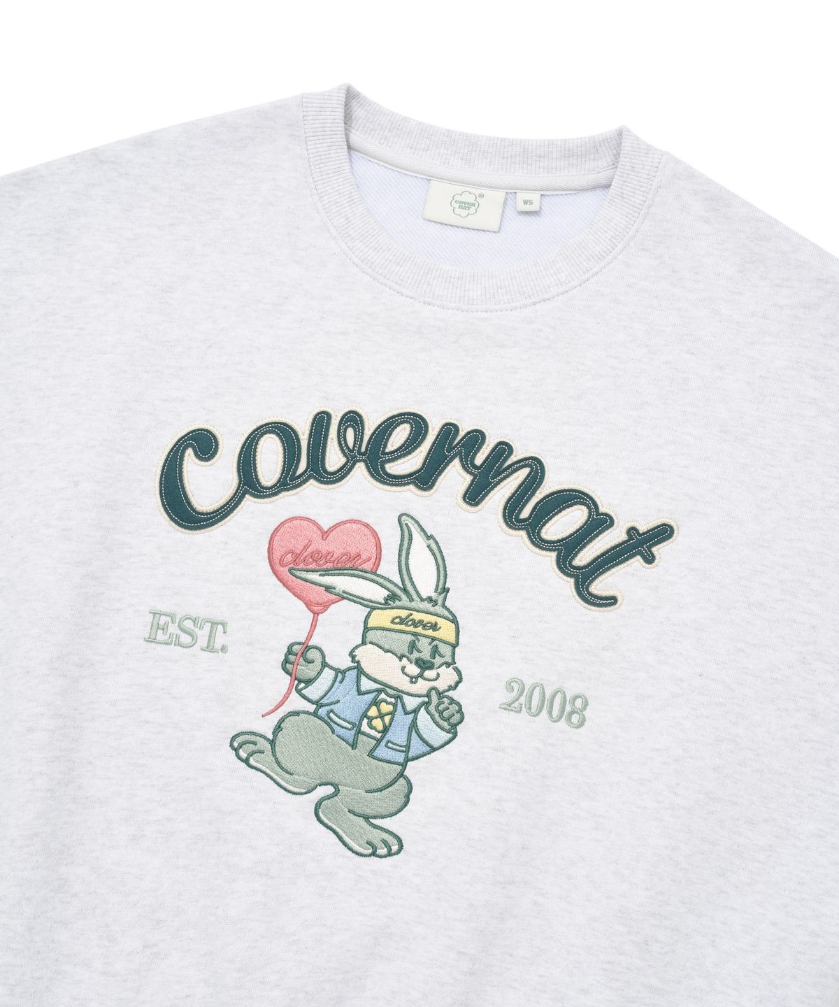커버낫 우먼(COVERNAT WOMAN) 우먼 크롭 클로버니 자수 맨투맨 Heather Gray