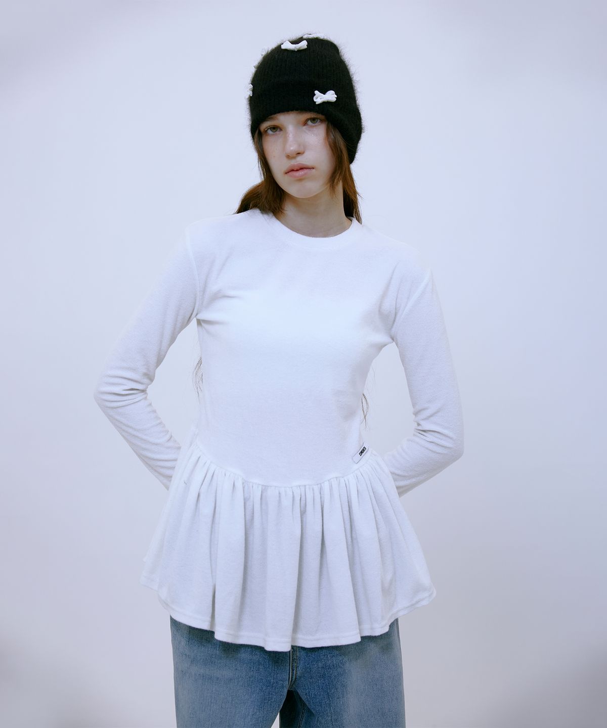 써틴먼스(13MONTH) Ribbon Mohair Beanie (BLACK)