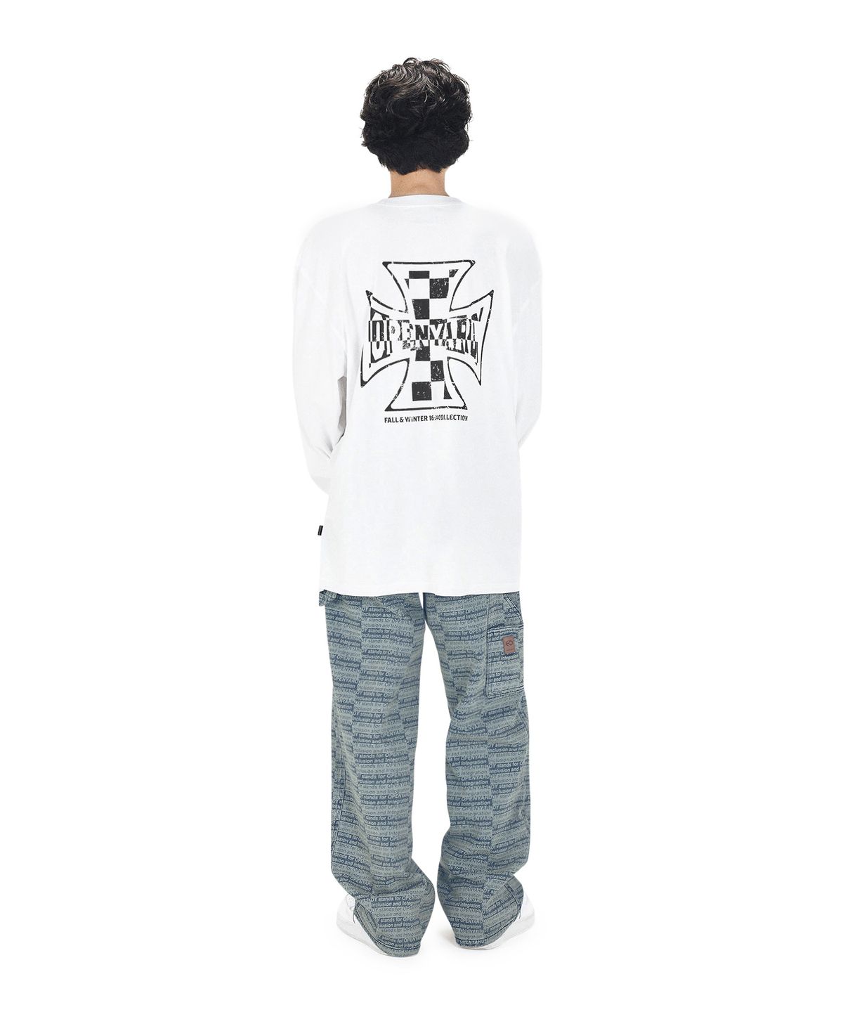 오픈야드(오와이)(OPENYARD(OY)) CHECK CROSS LONG SLEEVE - WHITE